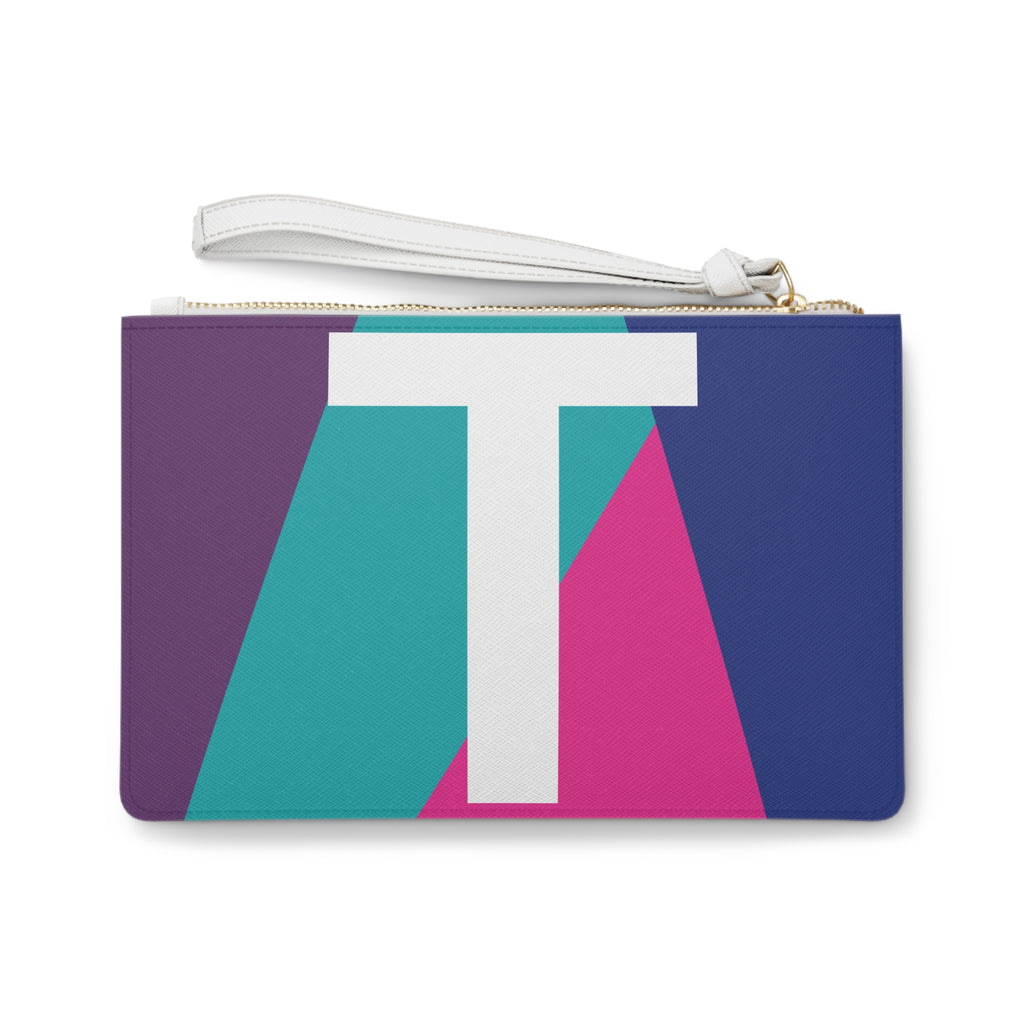 Monogram 'T' Colorblock Clutch Bag — Bold Geometric Wristlet for Everyday & Gifts