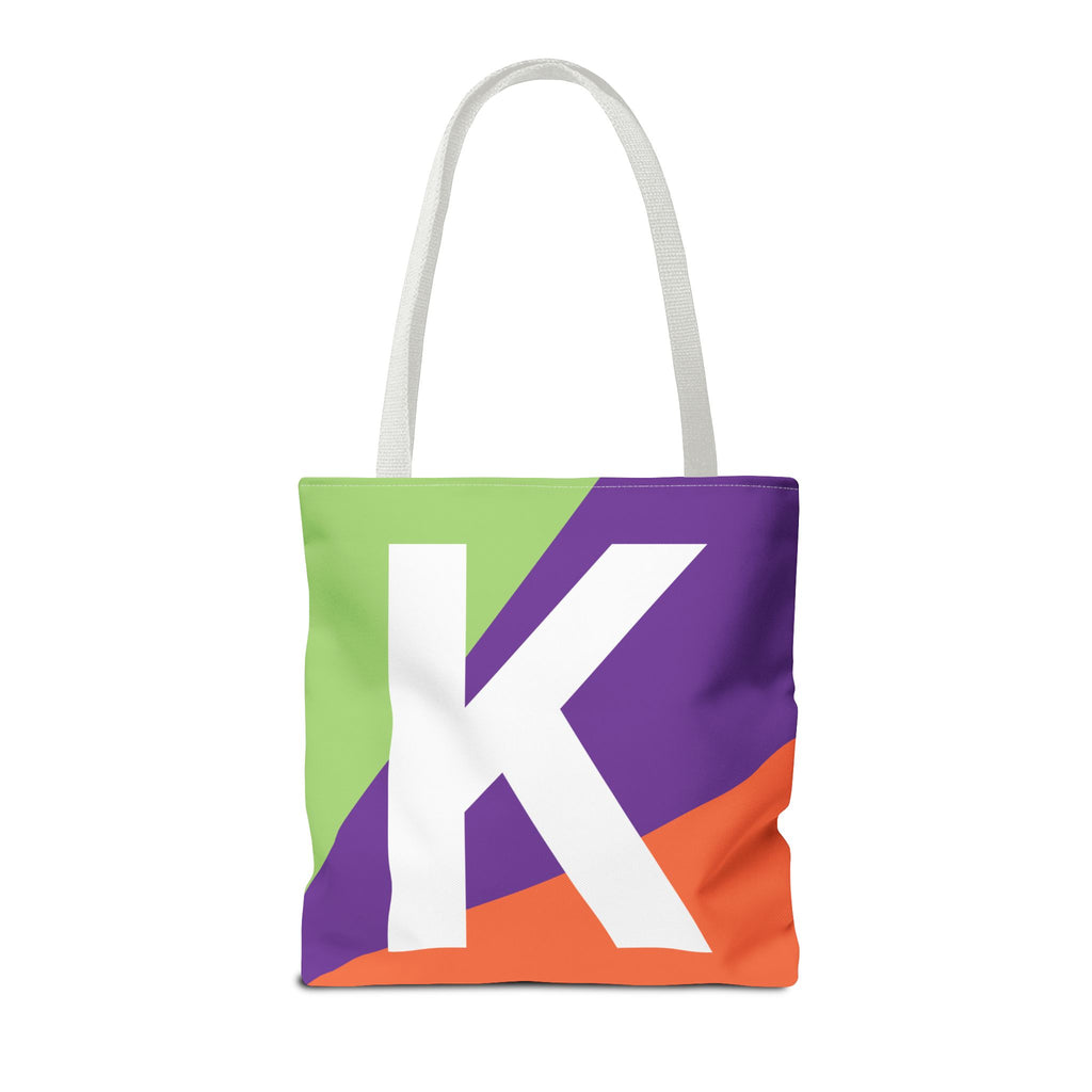 Monogram 'K' Colorblock Tote Bag — Personalized Initial K Shoulder Tote