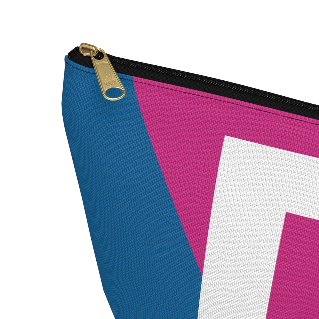 Initials Colorblock Accessory Pouch — Monogram D T-Bottom Cosmetic Bag