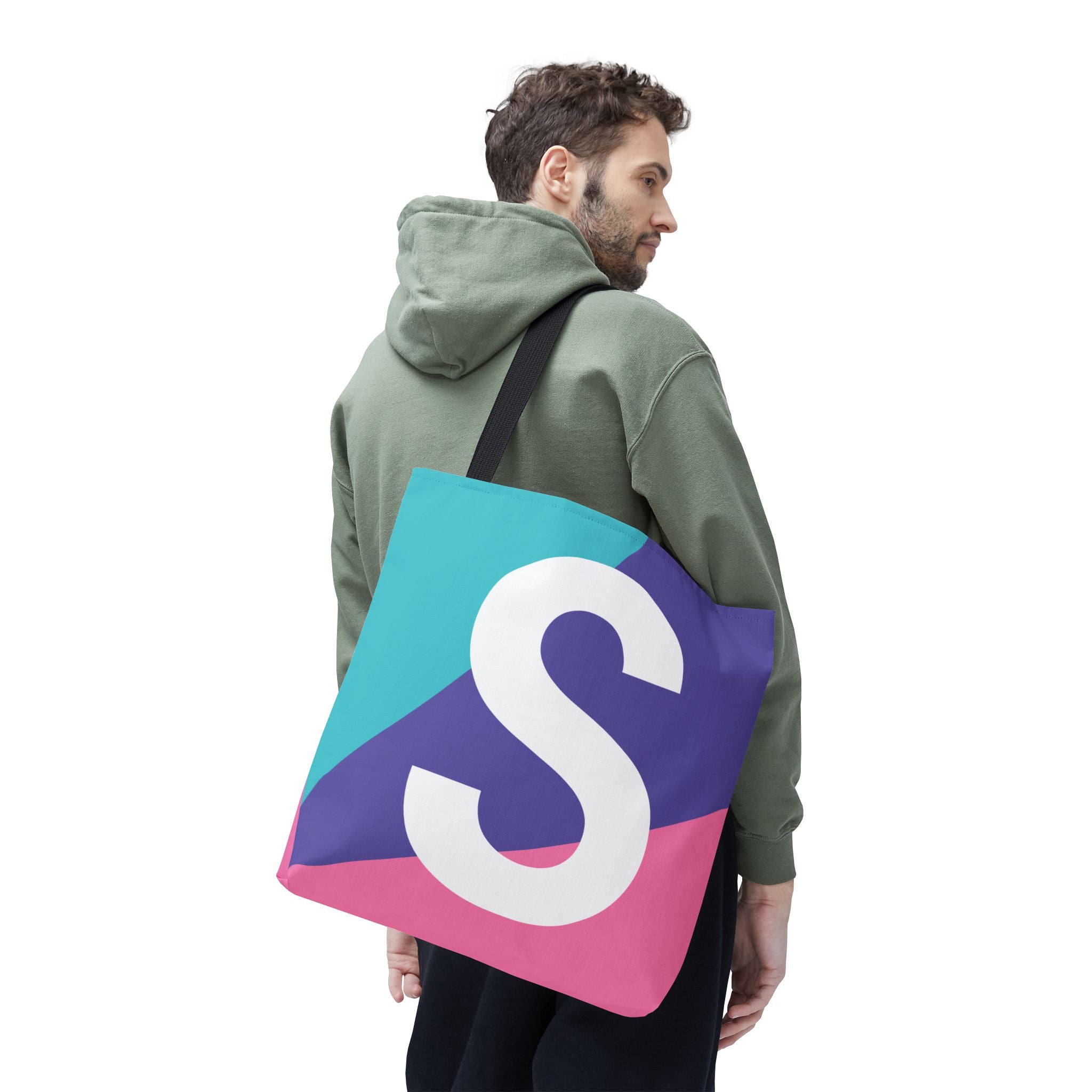 Monogram 'S' Colorblock Tote Bag — Personalized Initial S Shoulder Tote