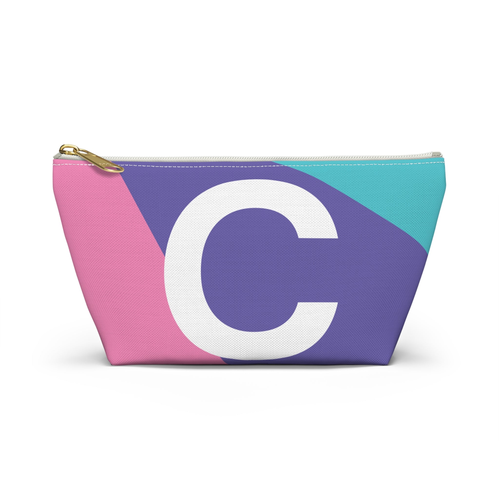 Initials Colorblock Accessory Pouch — Monogram C T-Bottom Cosmetic Bag