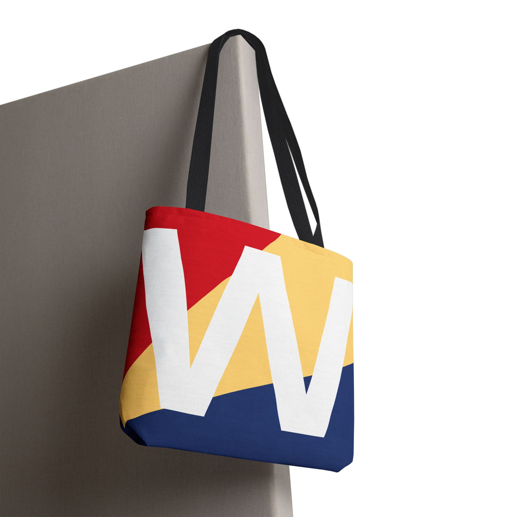 Monogram 'W' Colorblock Tote Bag — Personalized Initial W Shoulder Tote
