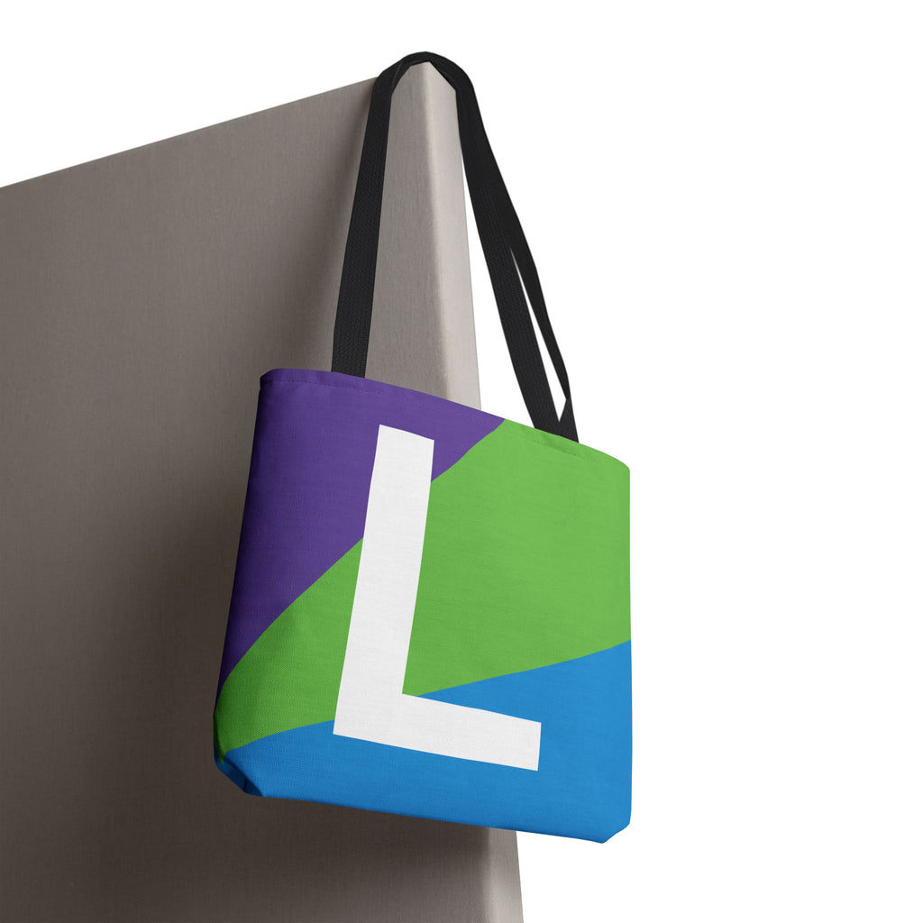 Monogram 'L' Colorblock Tote Bag — Personalized Initial L Shoulder Tote