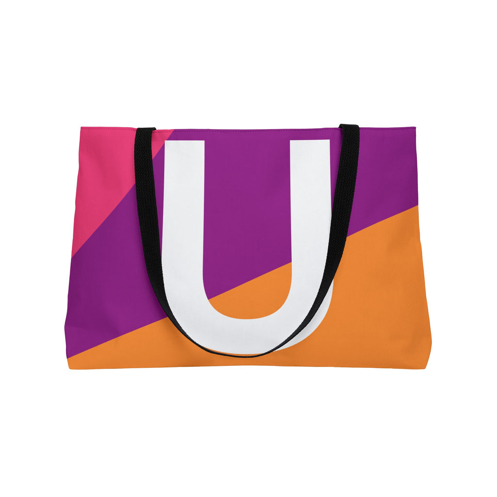 Personalized 'U' Colorblock Tote Bag — Monogram Weekender Tote