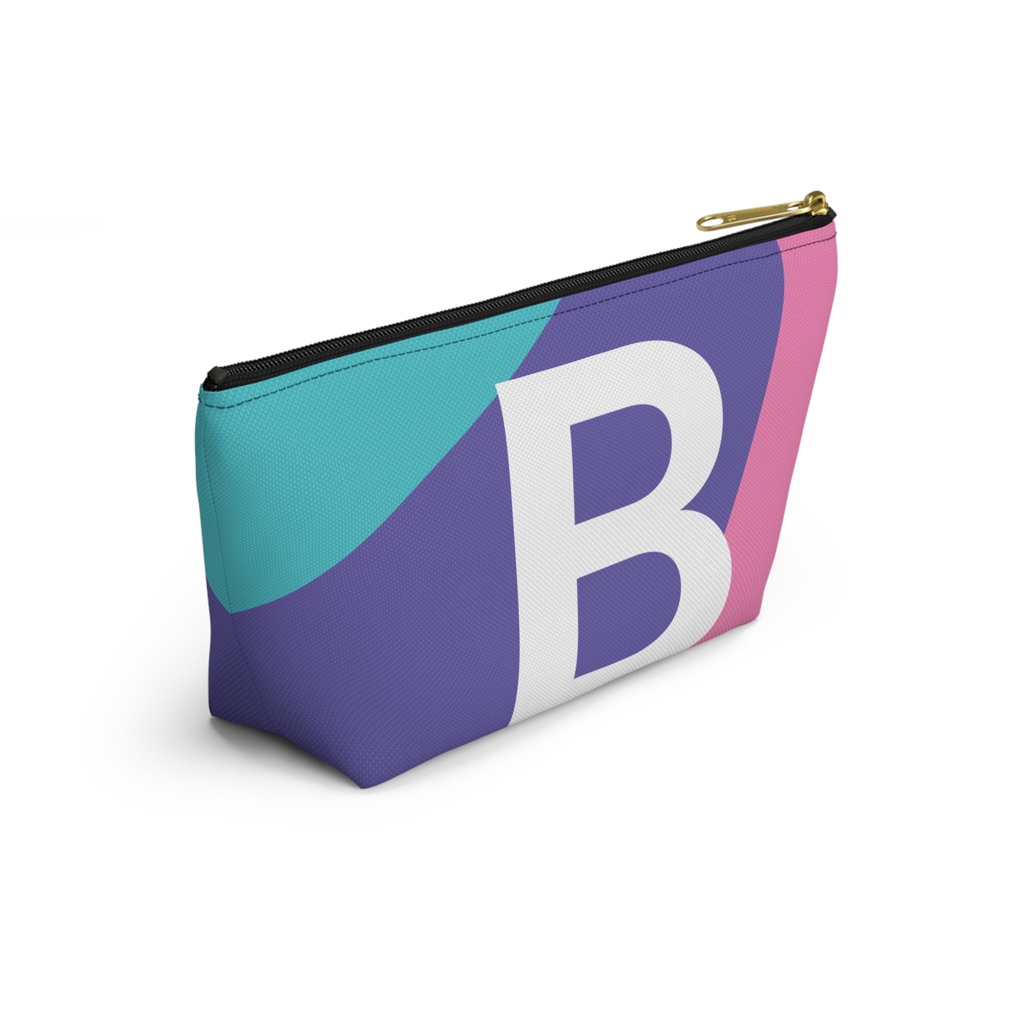 Initials Colorblock Accessory Pouch — Monogram B T-Bottom Cosmetic Bag