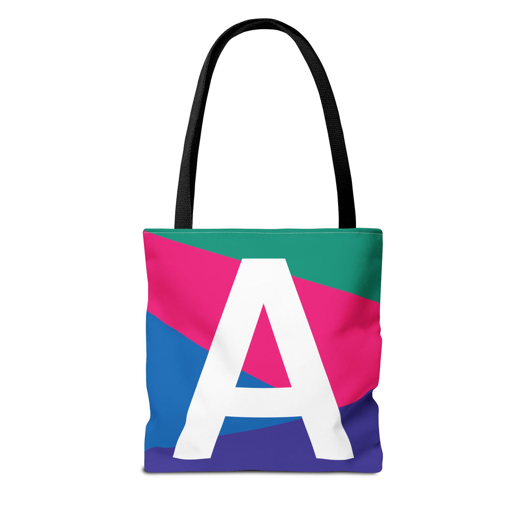 Monogram 'A' Colorblock Tote Bag — Personalized Initial A Shoulder Tote