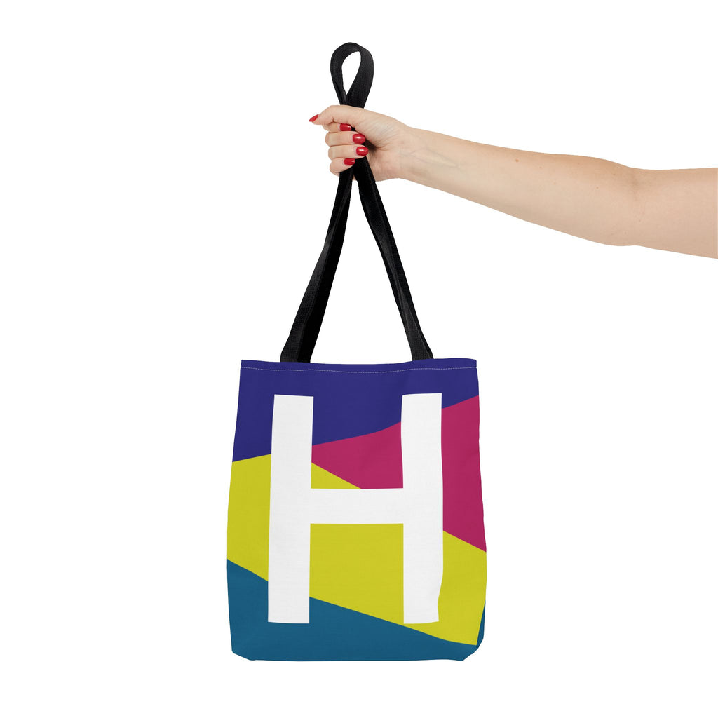 Monogram 'H' Colorblock Tote Bag — Personalized Initial H Shoulder Tote