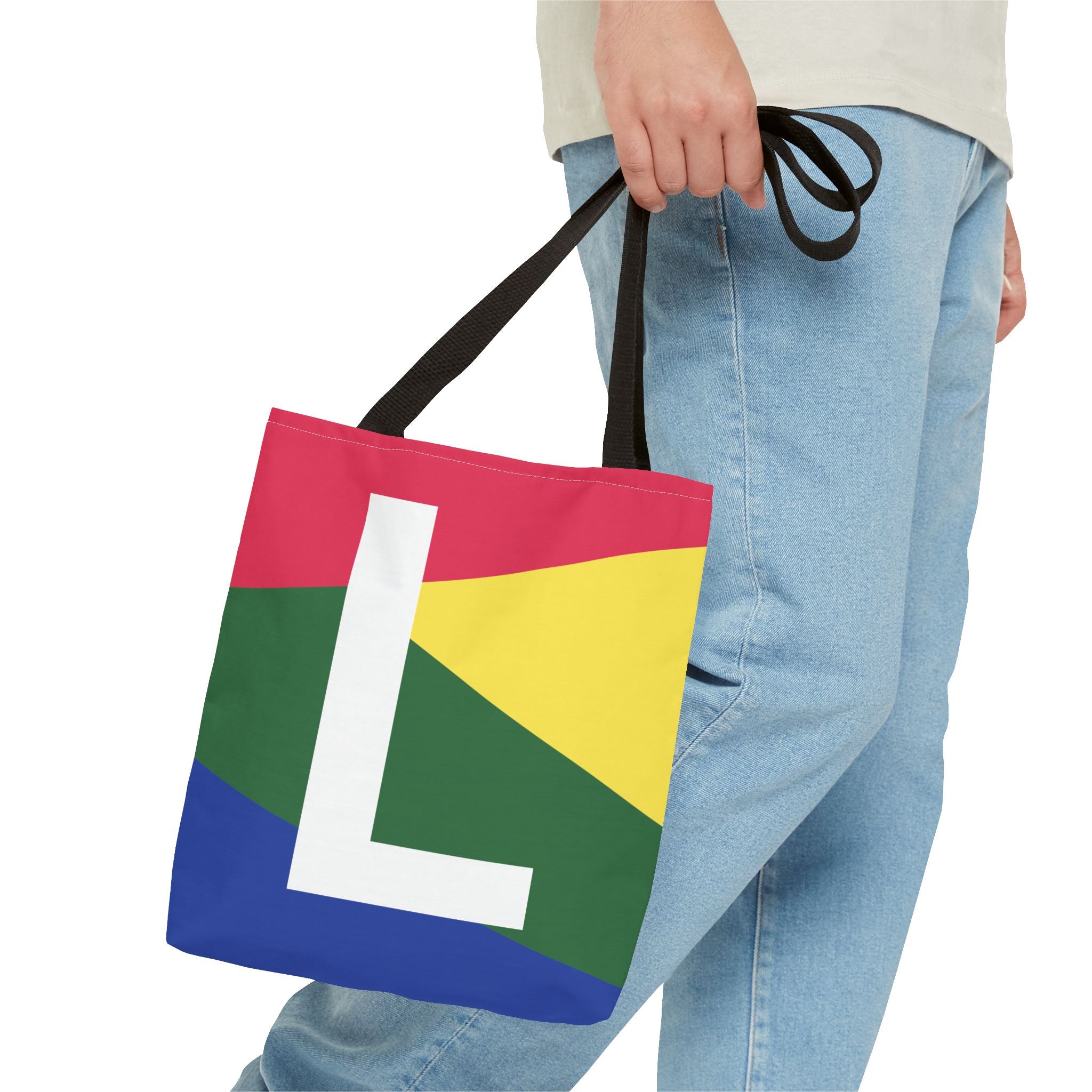 Monogram 'L' Colorblock Tote Bag — Personalized Initial L Shoulder Tote