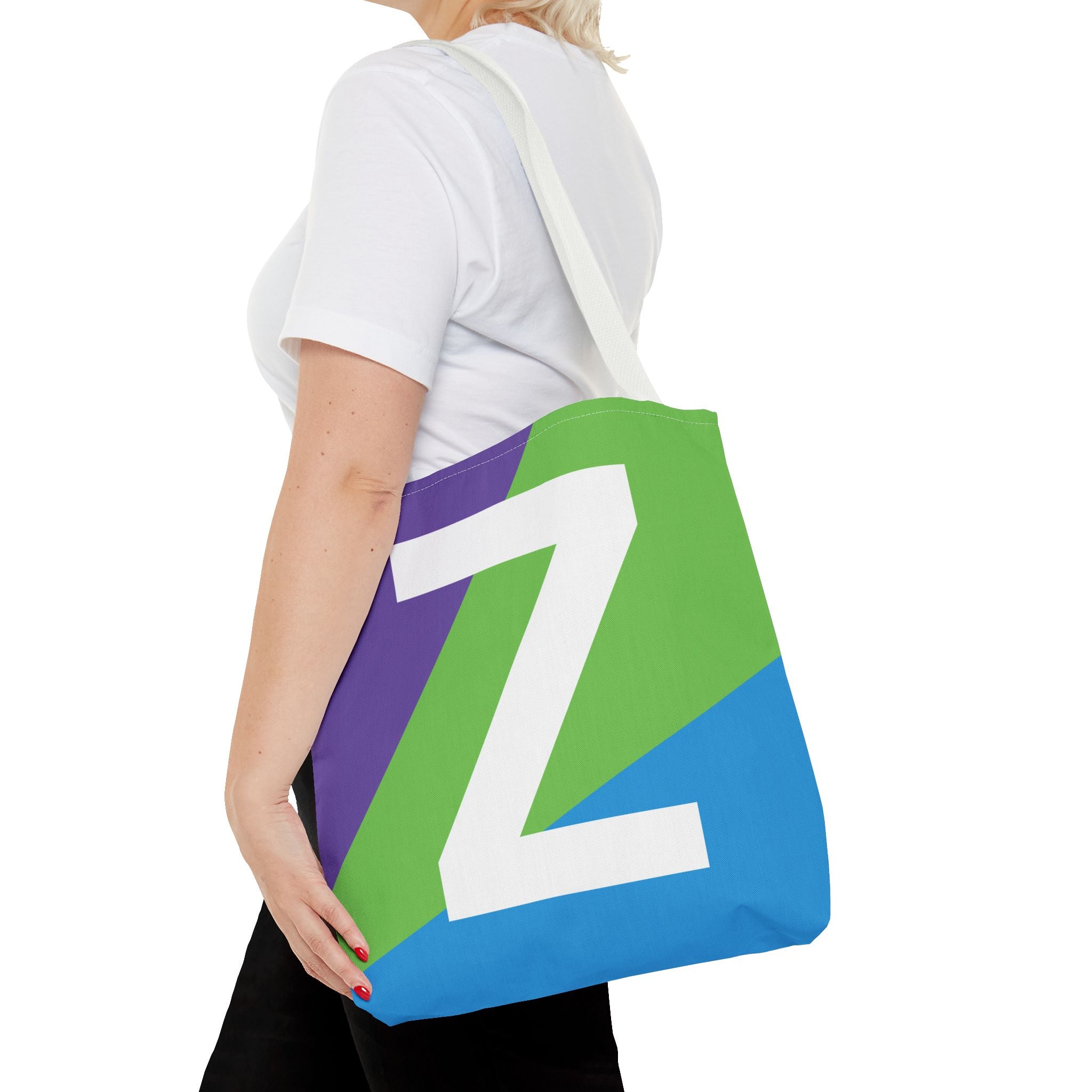 Monogram 'Z' Colorblock Tote Bag — Personalized Initial Z Shoulder Tote