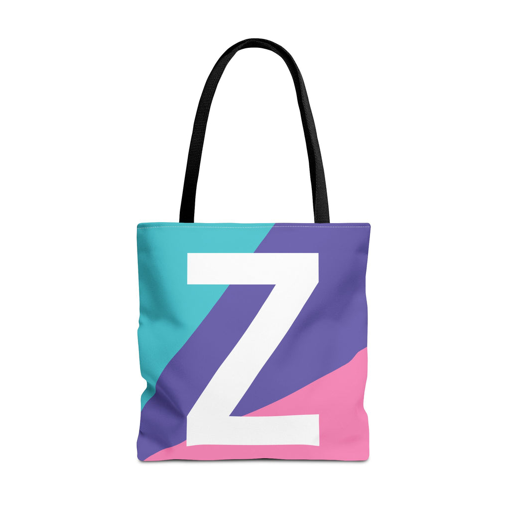 Monogram 'Z' Colorblock Tote Bag — Personalized Initial Z Shoulder Tote