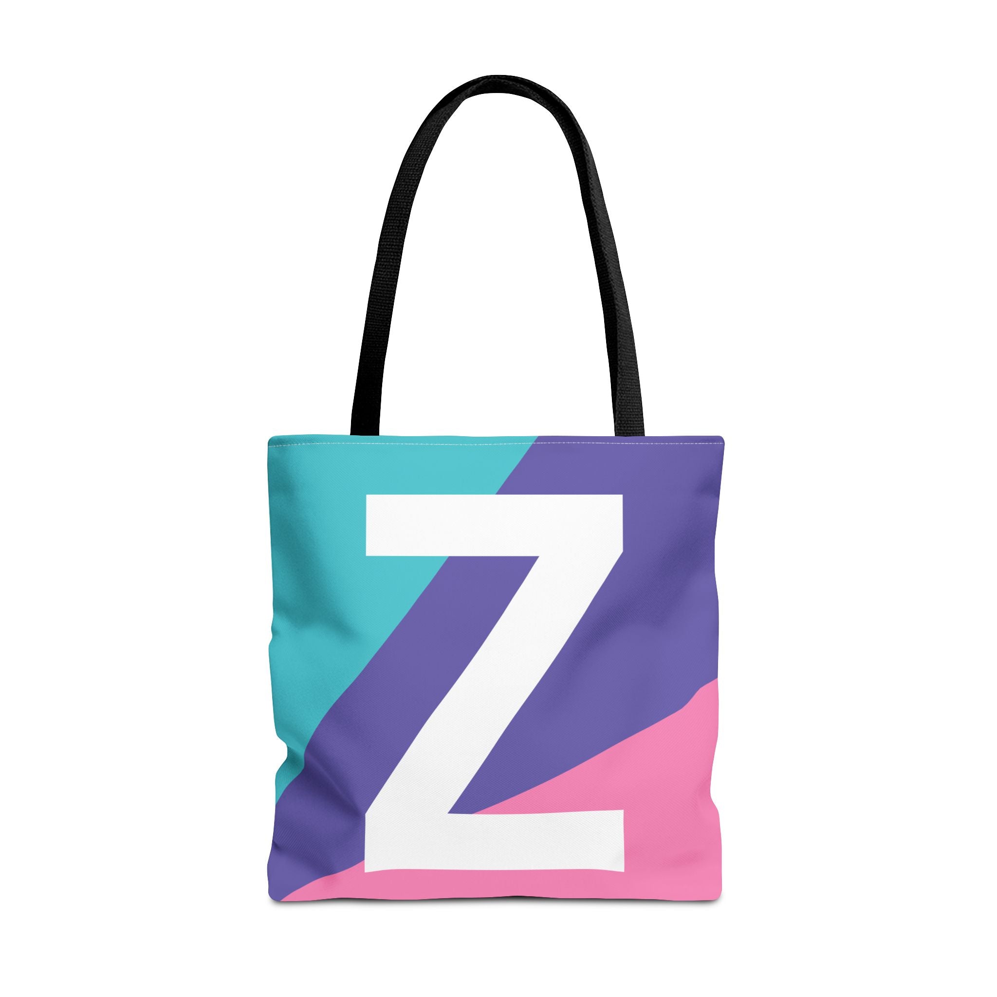 Monogram 'Z' Colorblock Tote Bag — Personalized Initial Z Shoulder Tote