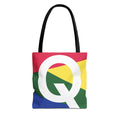 Monogram 'Q' Colorblock Tote Bag — Personalized Initial Q Shoulder Tote