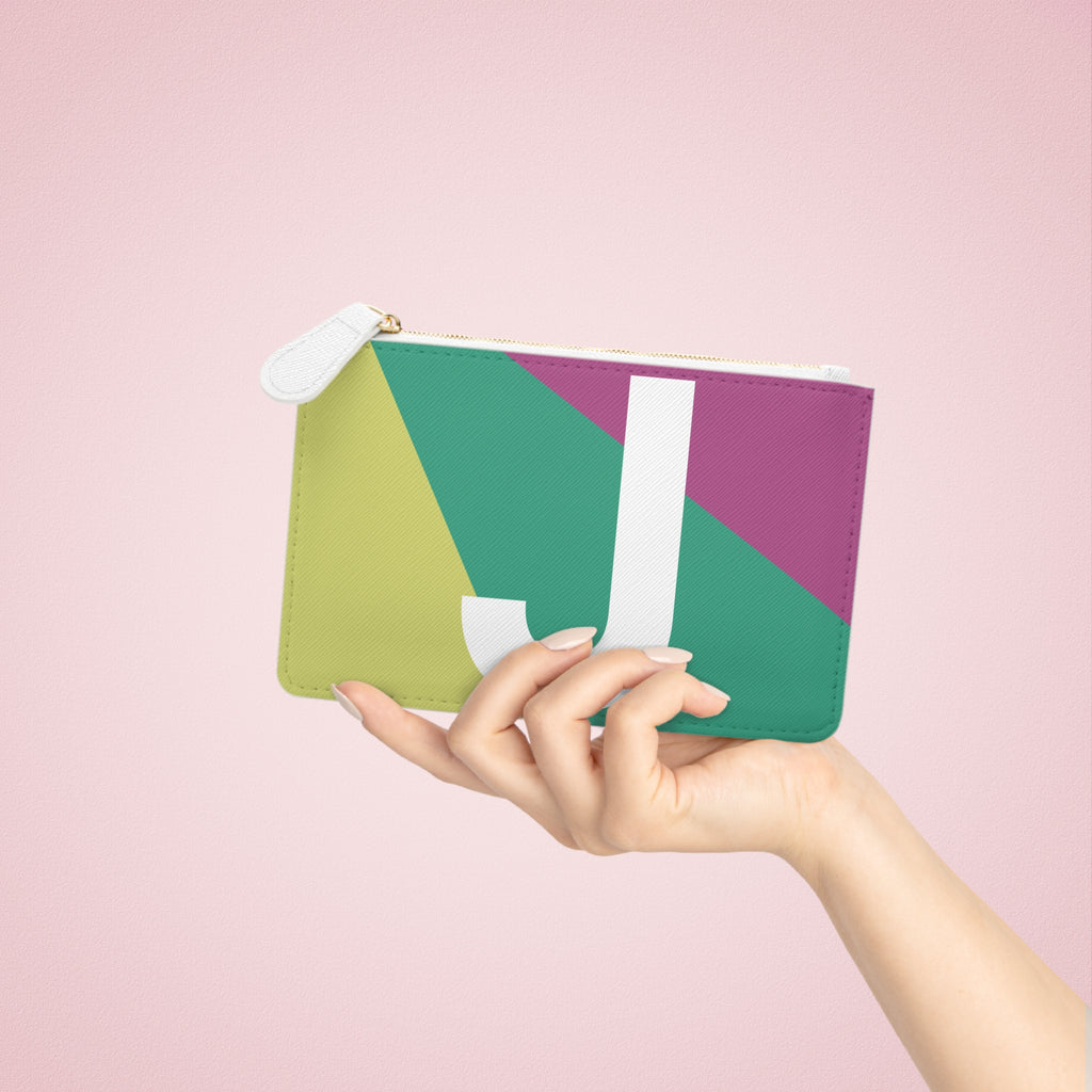 Initial J Mini Clutch — Colorblock Monogram Wristlet Wallet