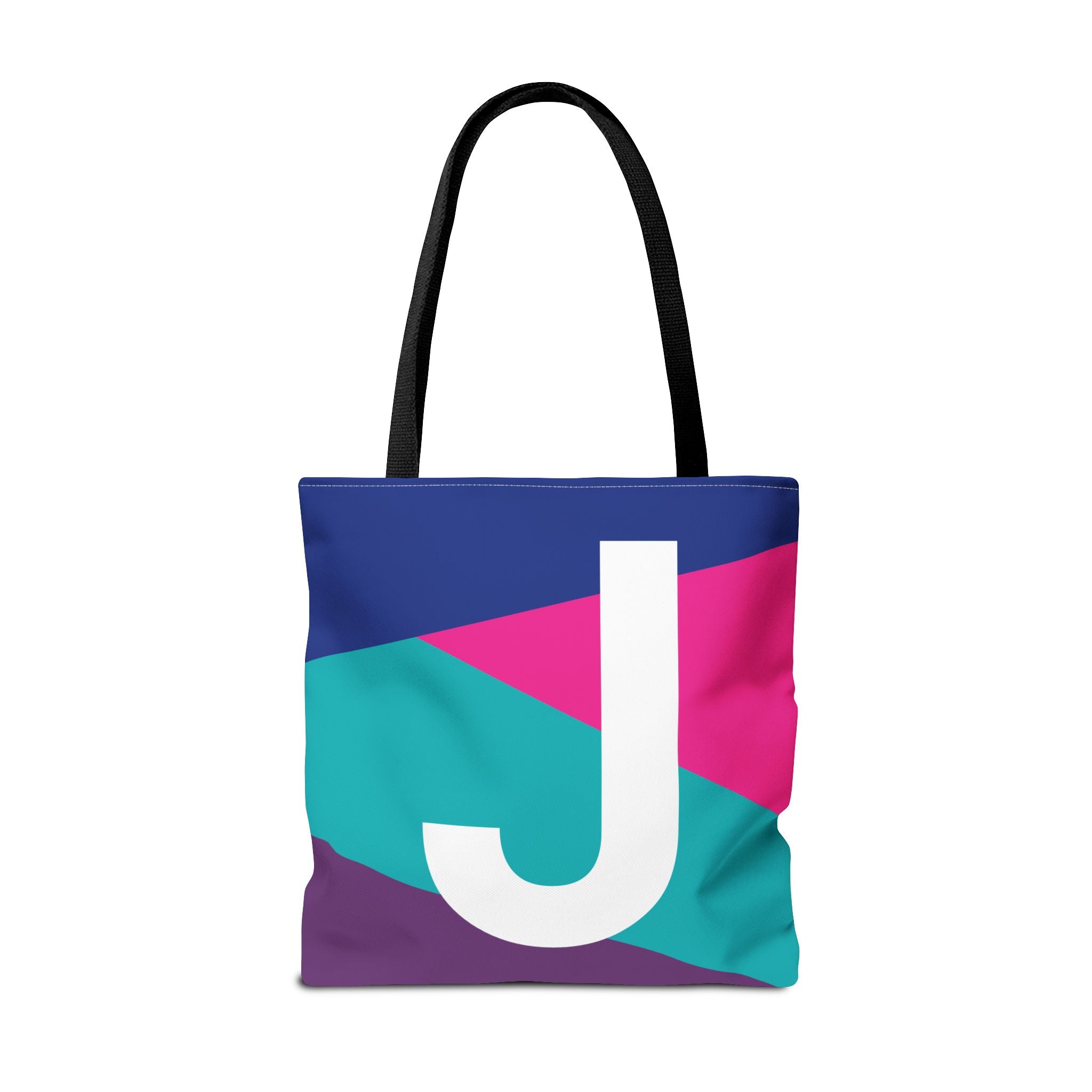 Monogram 'J' Colorblock Tote Bag — Personalized Initial J Shoulder Tote