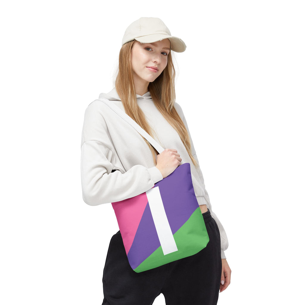 Monogram 'I' Colorblock Tote Bag — Personalized Initial I Shoulder Tote