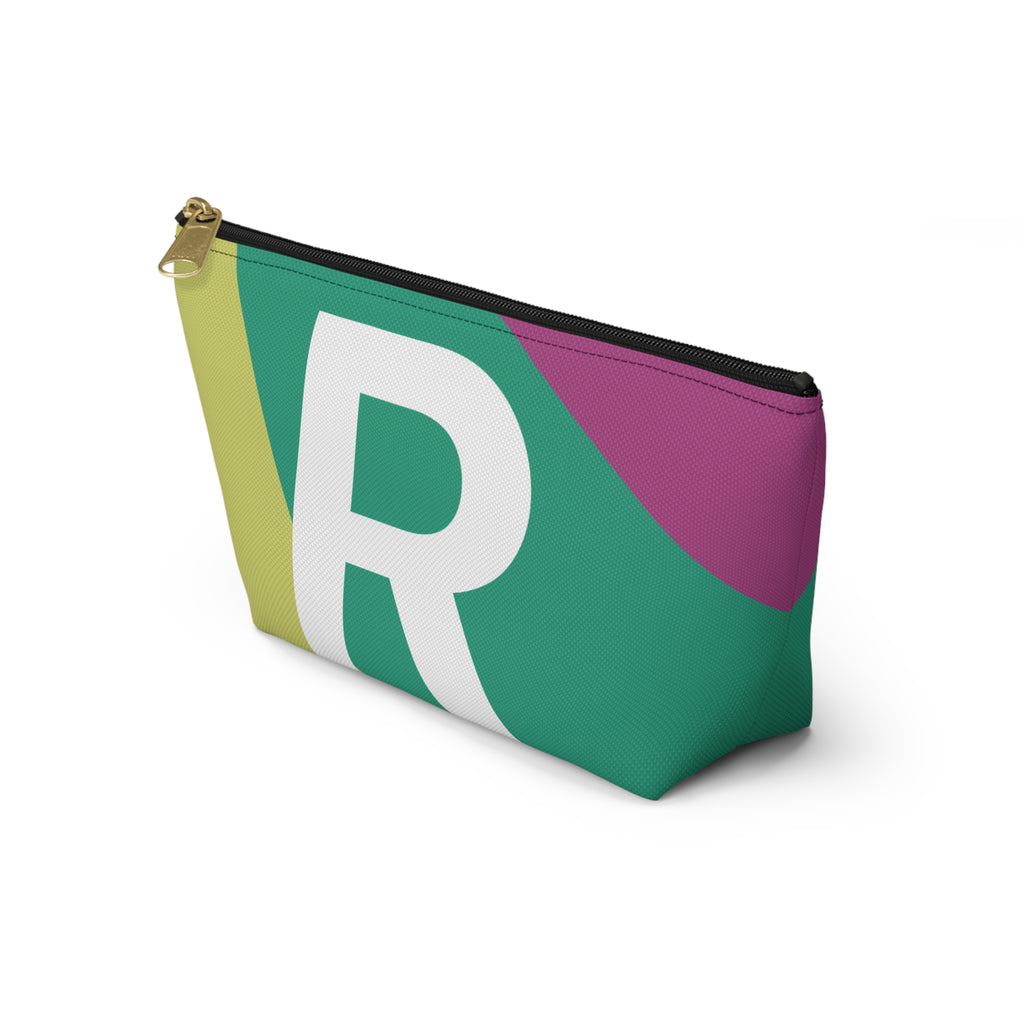 Initials Colorblock Accessory Pouch — Monogram R T-Bottom Cosmetic Bag