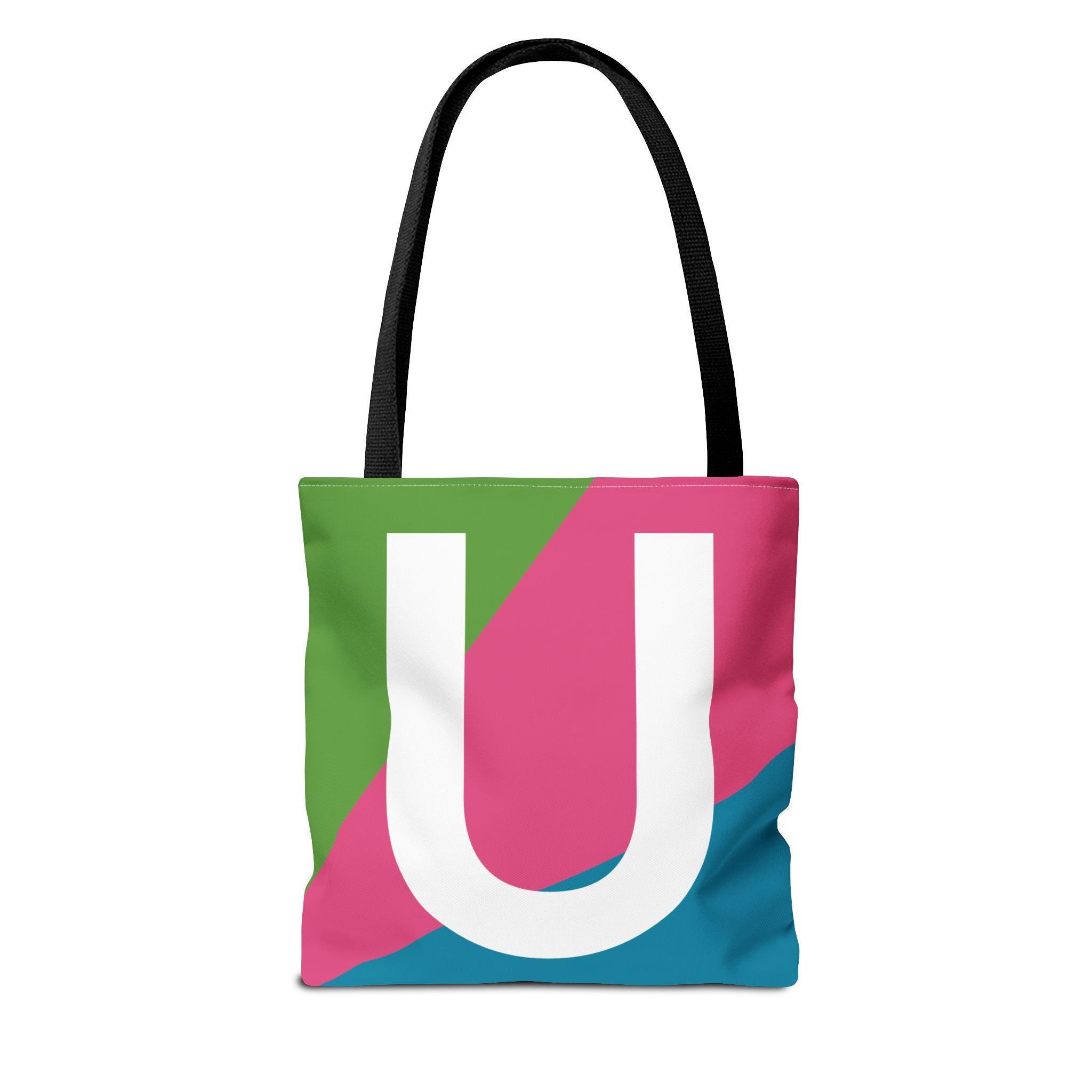 Monogram 'U' Colorblock Tote Bag — Personalized Initial U Shoulder Tote