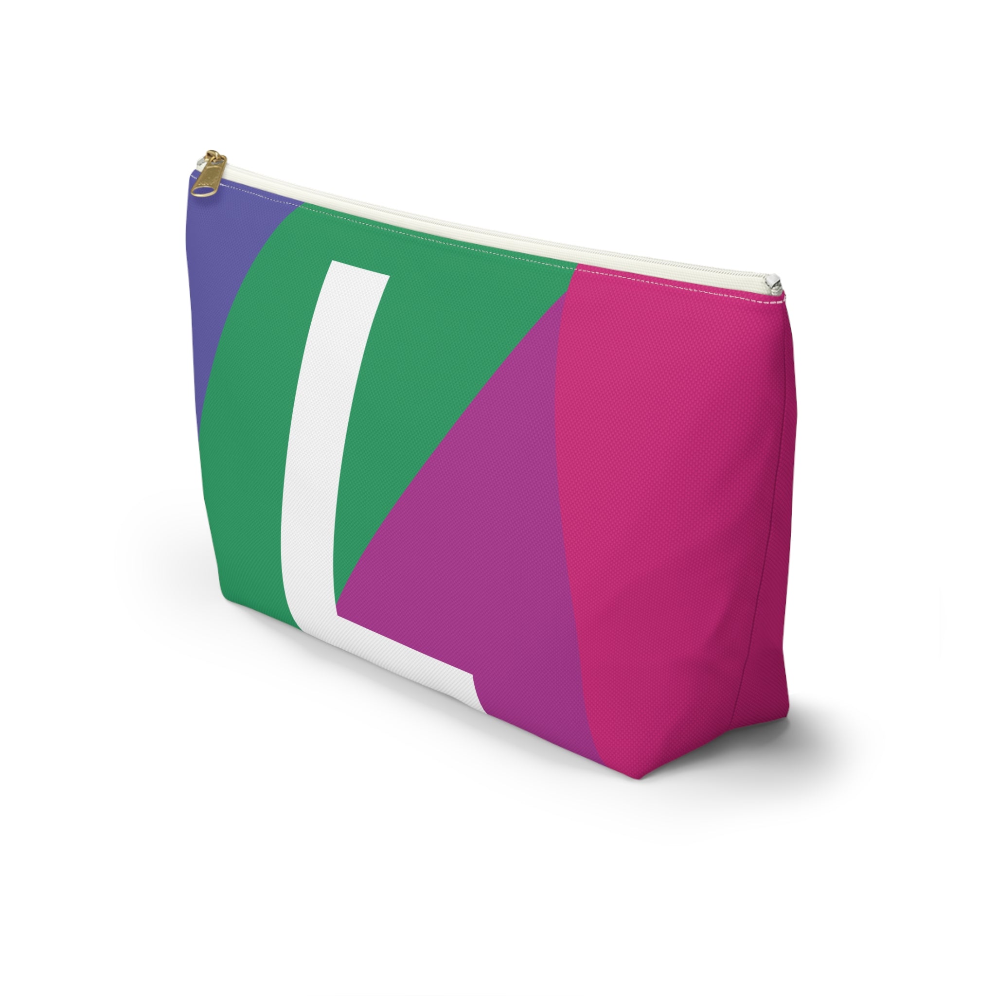 Initials Colorblock Accessory Pouch — Monogram L T-Bottom Cosmetic Bag