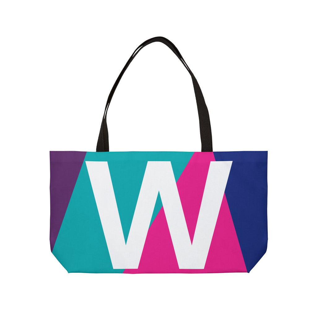 Personalized 'W' Colorblock Tote Bag — Monogram Weekender Tote