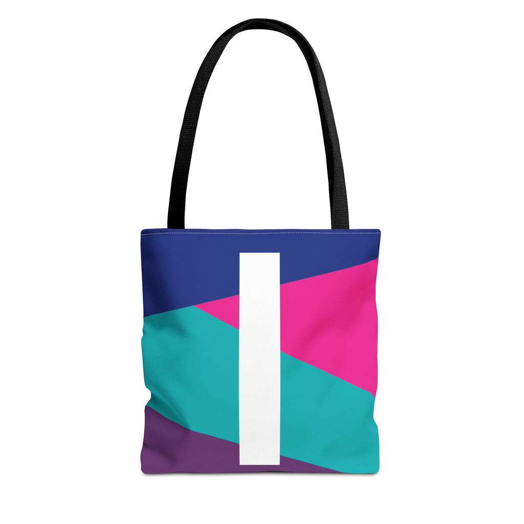 Monogram 'I' Colorblock Tote Bag — Personalized Initial I Shoulder Tote