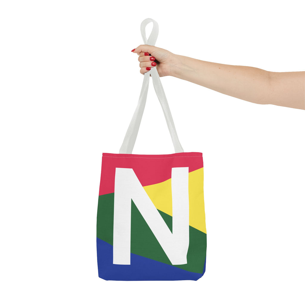 Monogram 'N' Colorblock Tote Bag — Personalized Initial N Shoulder Tote
