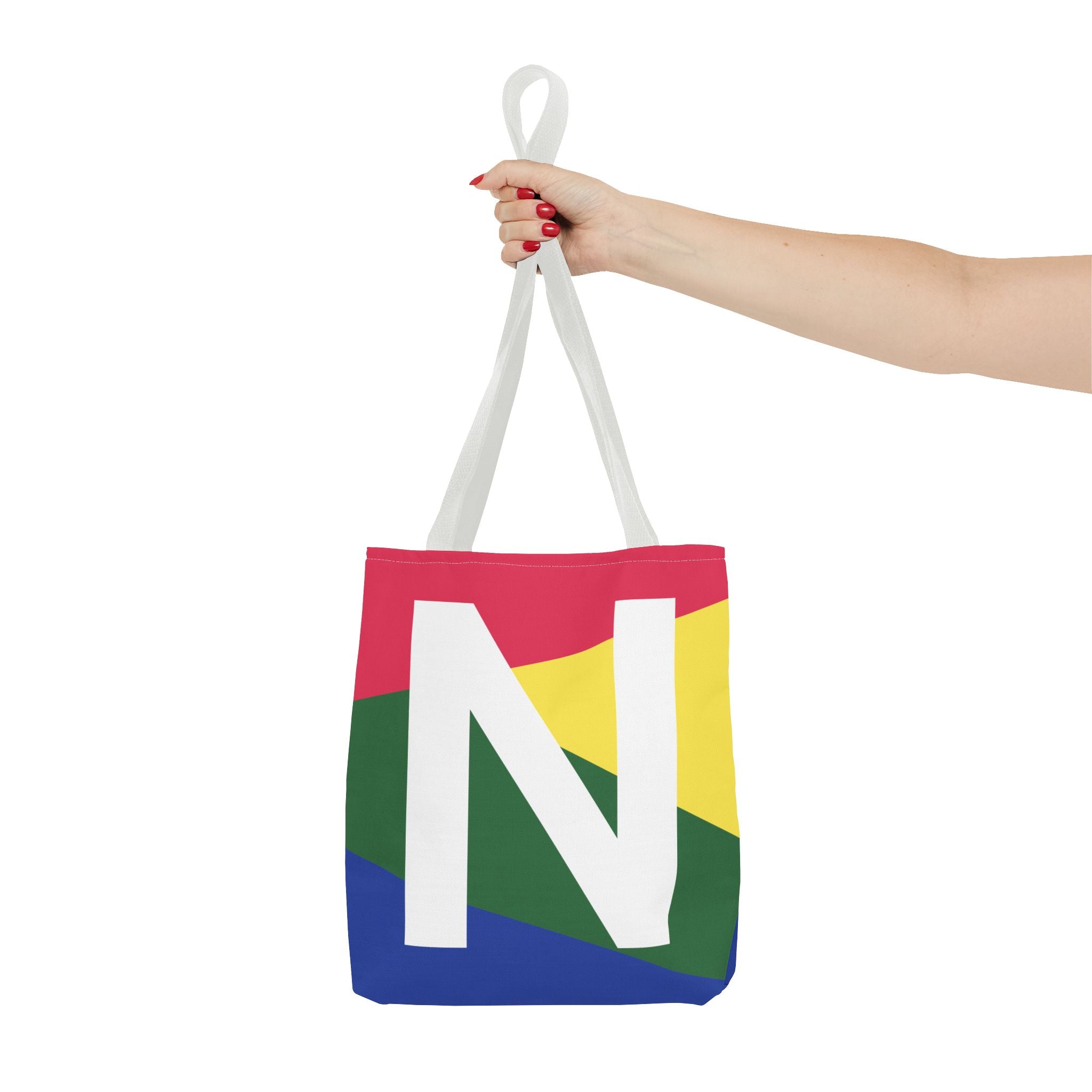 Monogram 'N' Colorblock Tote Bag — Personalized Initial N Shoulder Tote