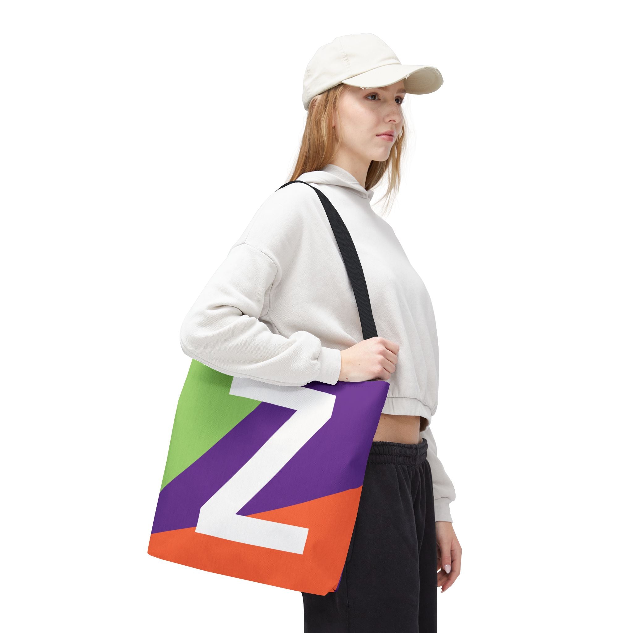 Monogram 'Z' Colorblock Tote Bag — Personalized Initial Z Shoulder Tote