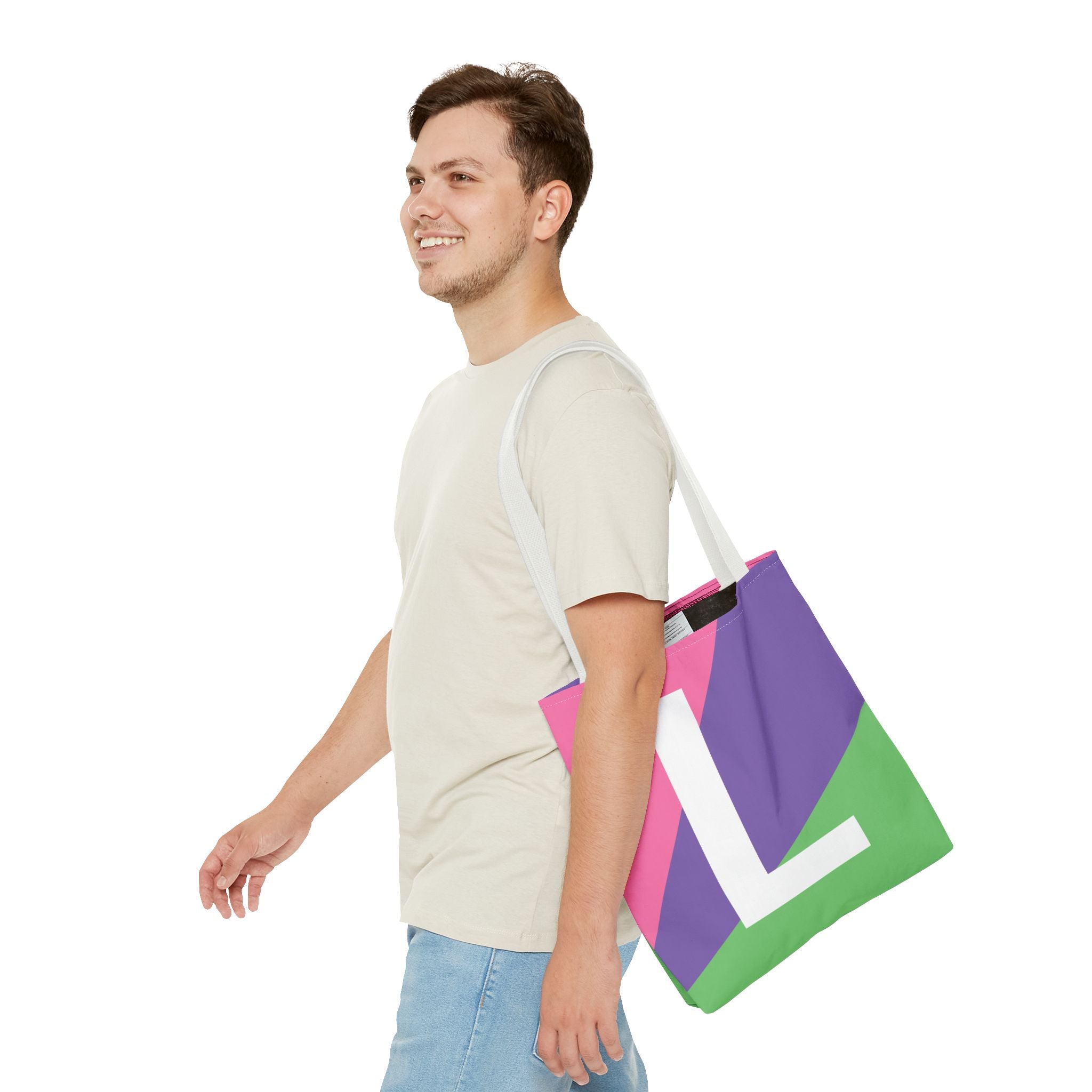 Monogram 'L' Colorblock Tote Bag — Personalized Initial L Shoulder Tote