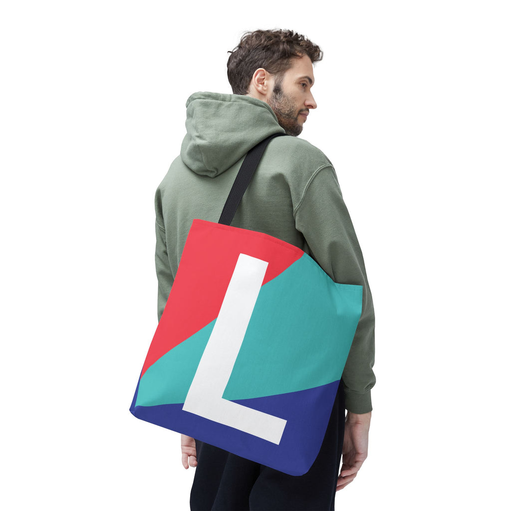 Monogram 'L' Colorblock Tote Bag — Personalized Initial L Shoulder Tote