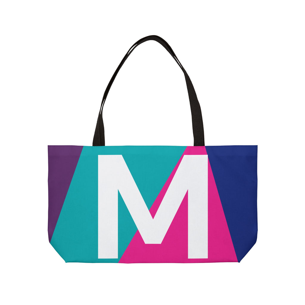 Personalized 'M' Colorblock Tote Bag — Monogram Weekender Tote