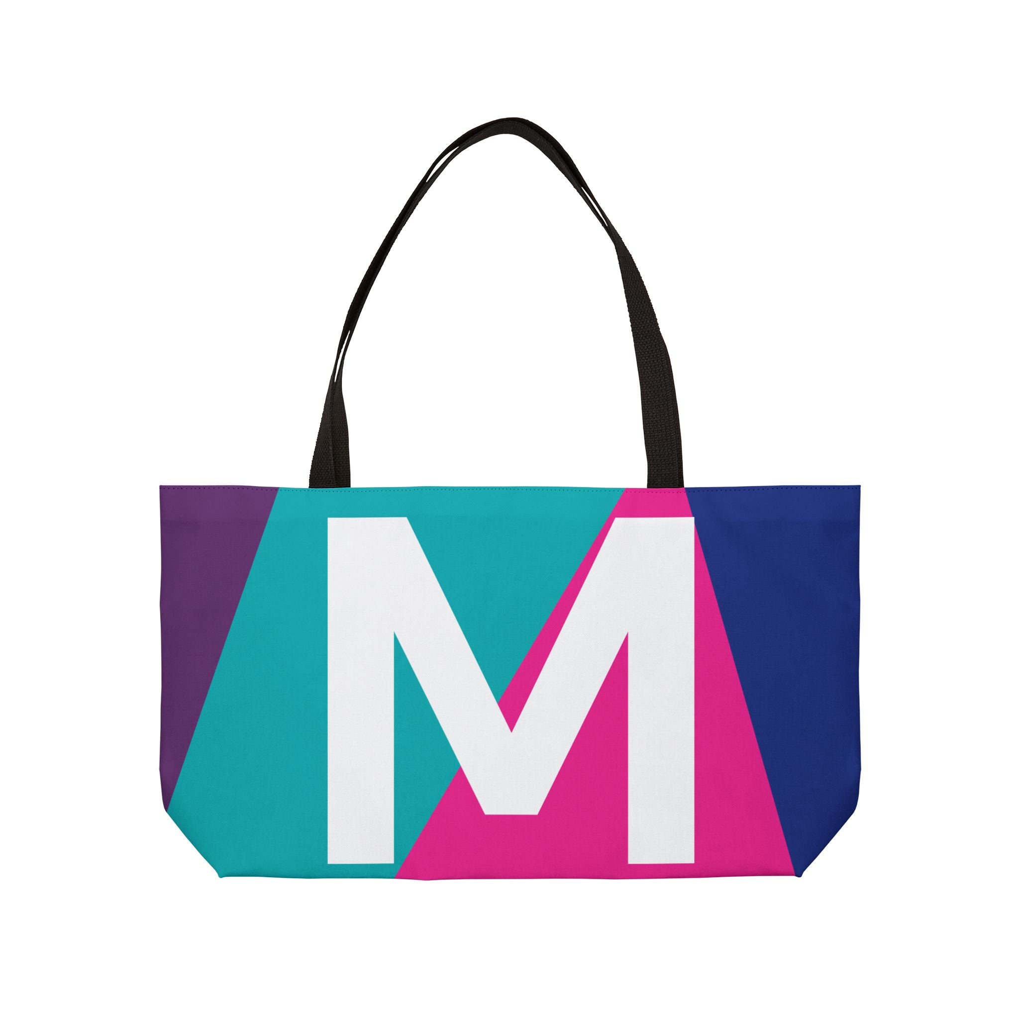 Personalized 'M' Colorblock Tote Bag — Monogram Weekender Tote