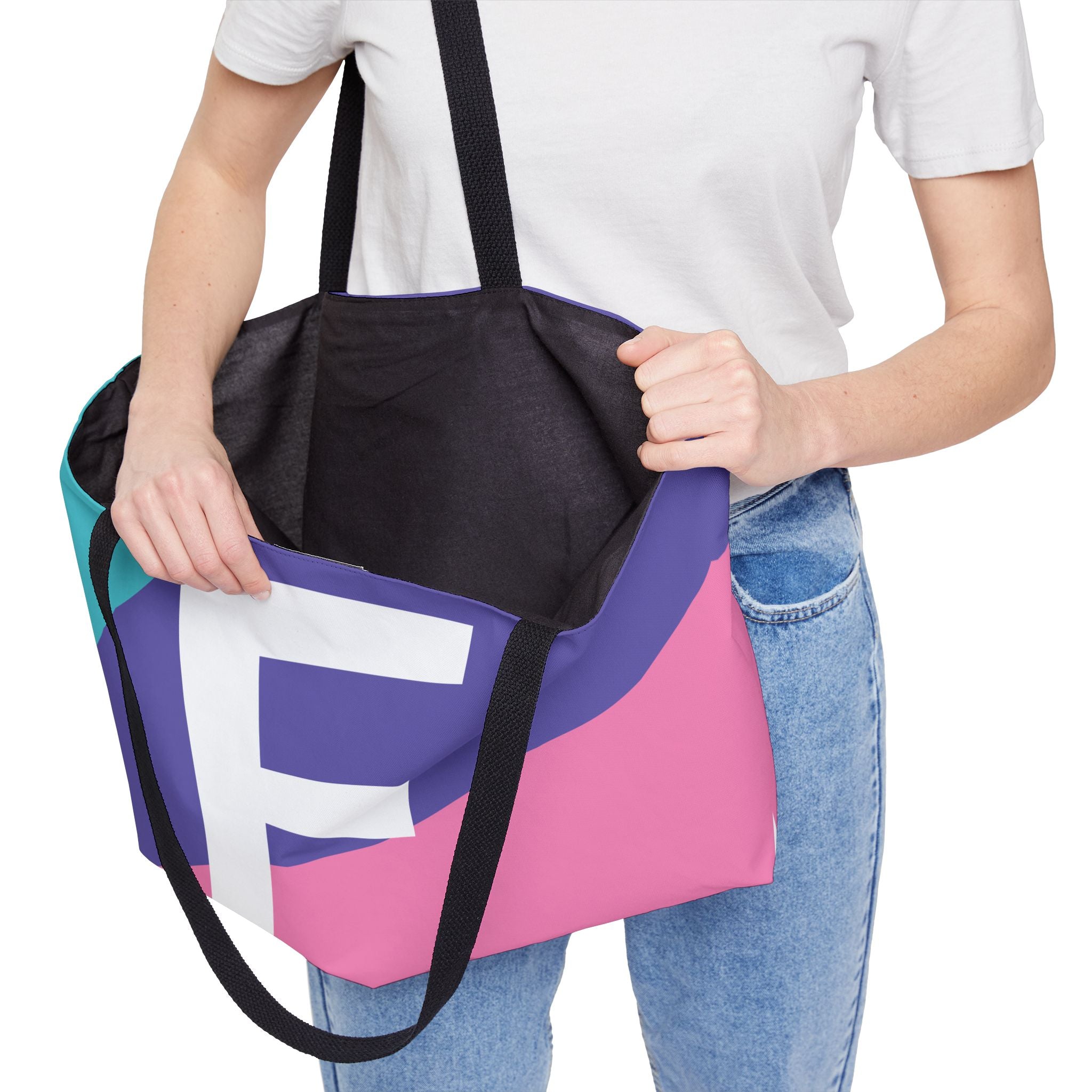 Personalized 'F' Colorblock Tote Bag — Monogram Weekender Tote