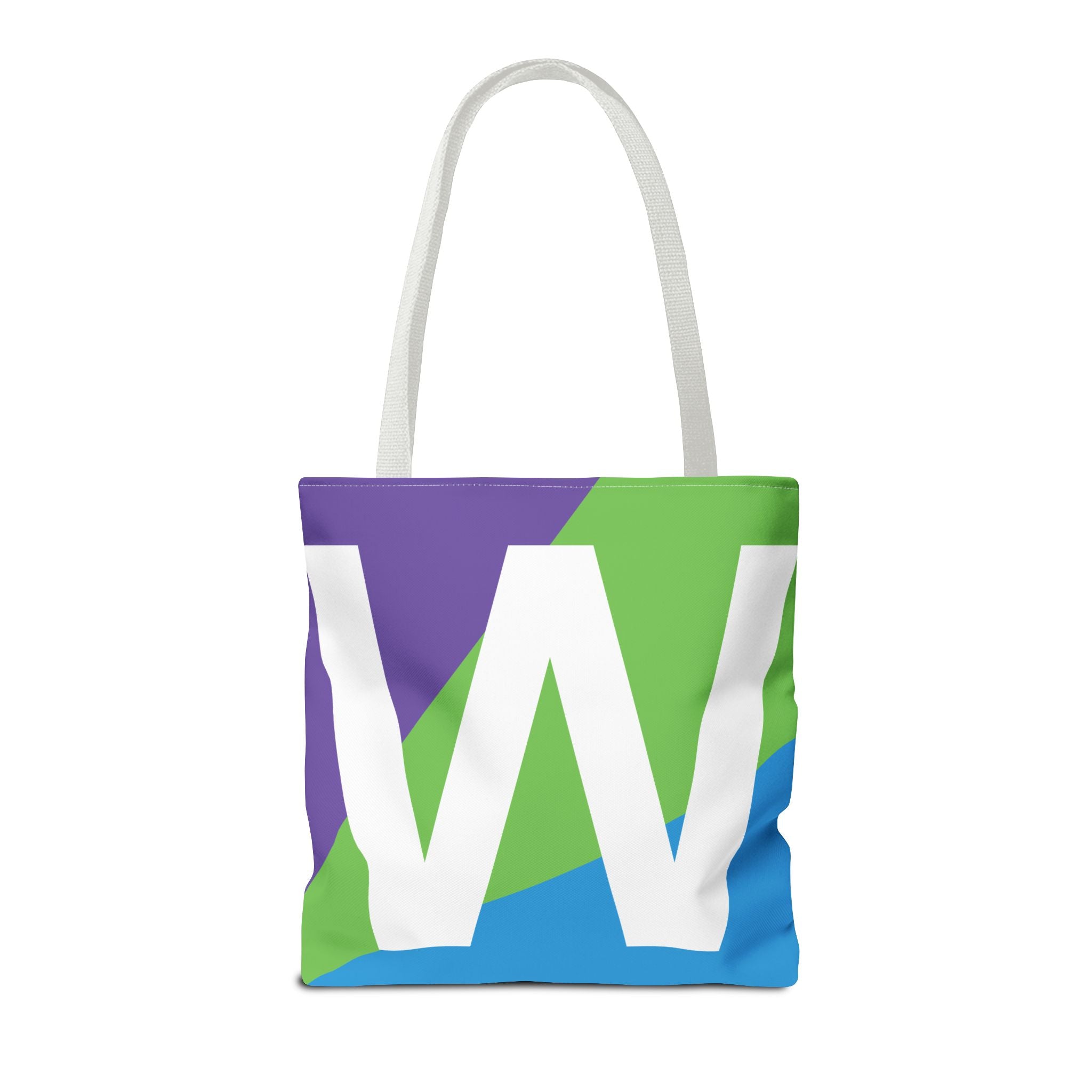 Monogram 'W' Colorblock Tote Bag — Personalized Initial W Shoulder Tote