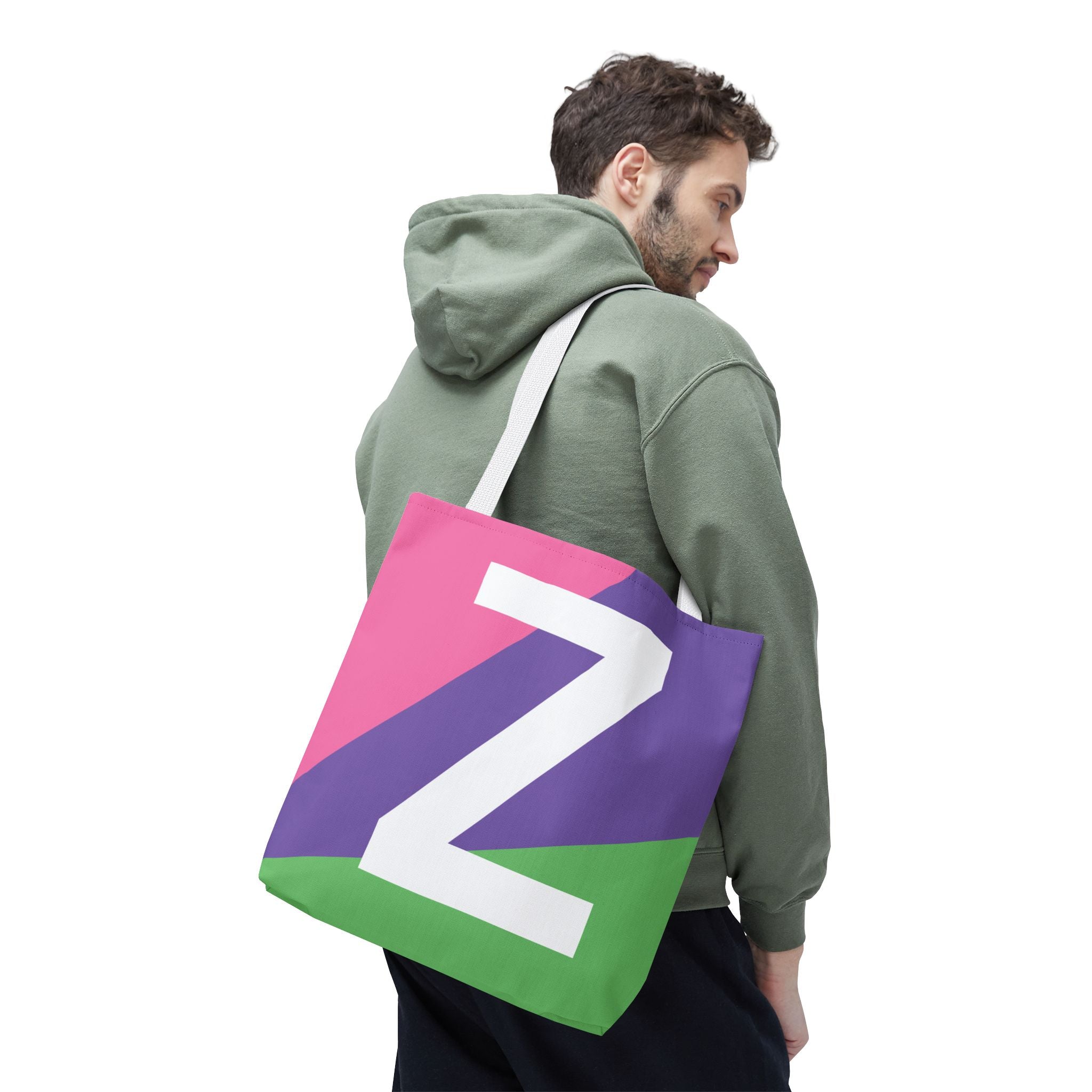 Monogram 'Z' Colorblock Tote Bag — Personalized Initial Z Shoulder Tote