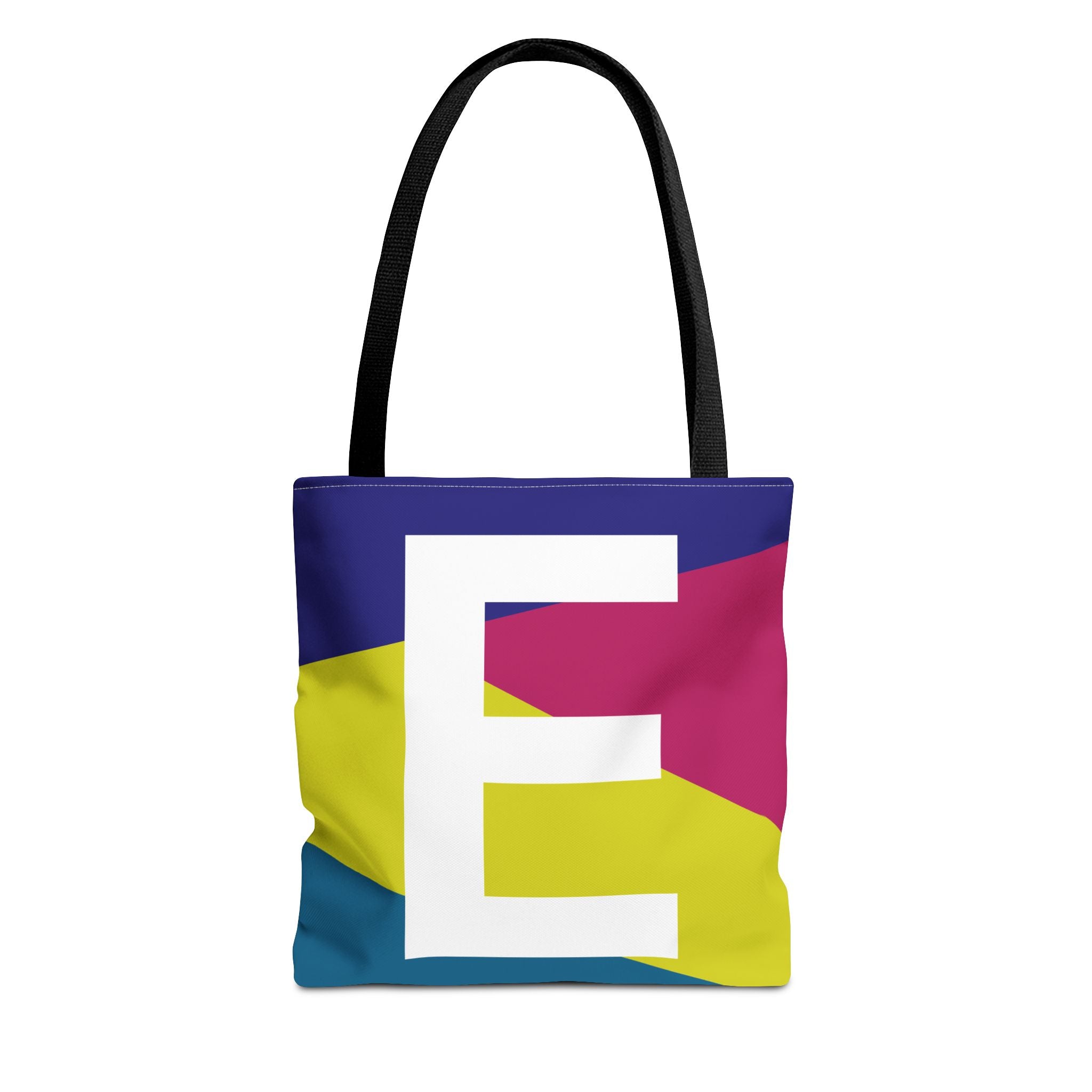 Monogram 'E' Colorblock Tote Bag — Personalized Initial E Shoulder Tote