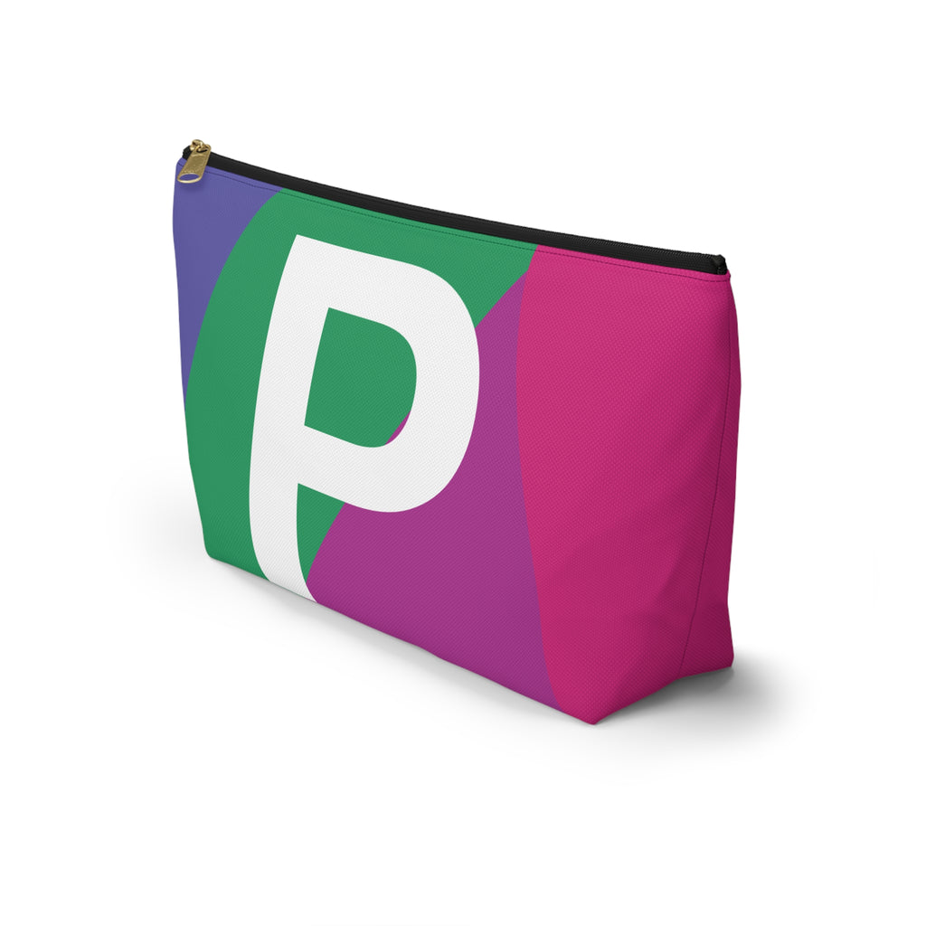 Initials Colorblock Accessory Pouch — Monogram P T-Bottom Cosmetic Bag