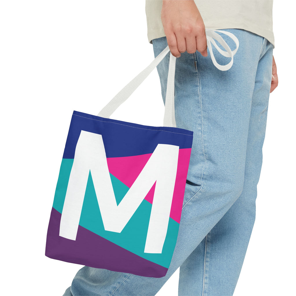 Monogram 'M' Colorblock Tote Bag — Personalized Initial L Shoulder Tote