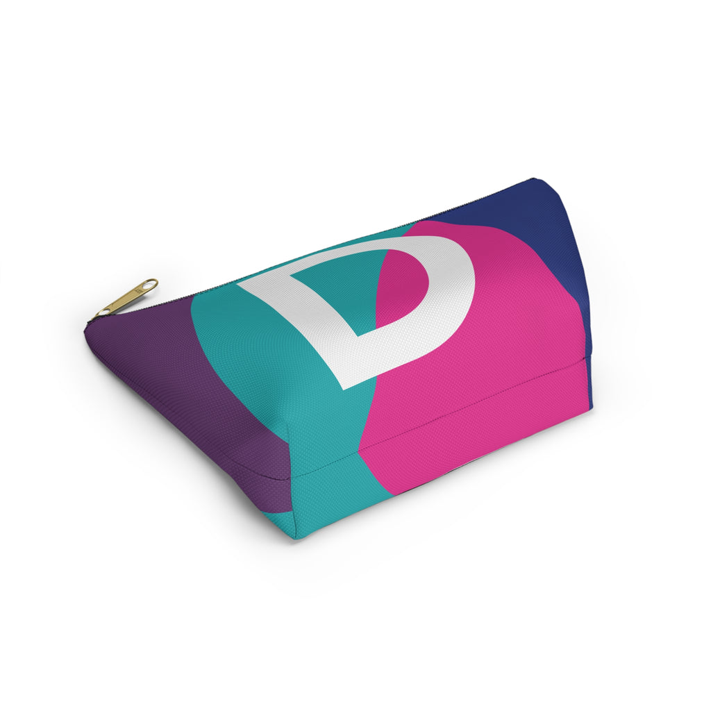 Initials Colorblock Accessory Pouch — Monogram D T-Bottom Cosmetic Bag