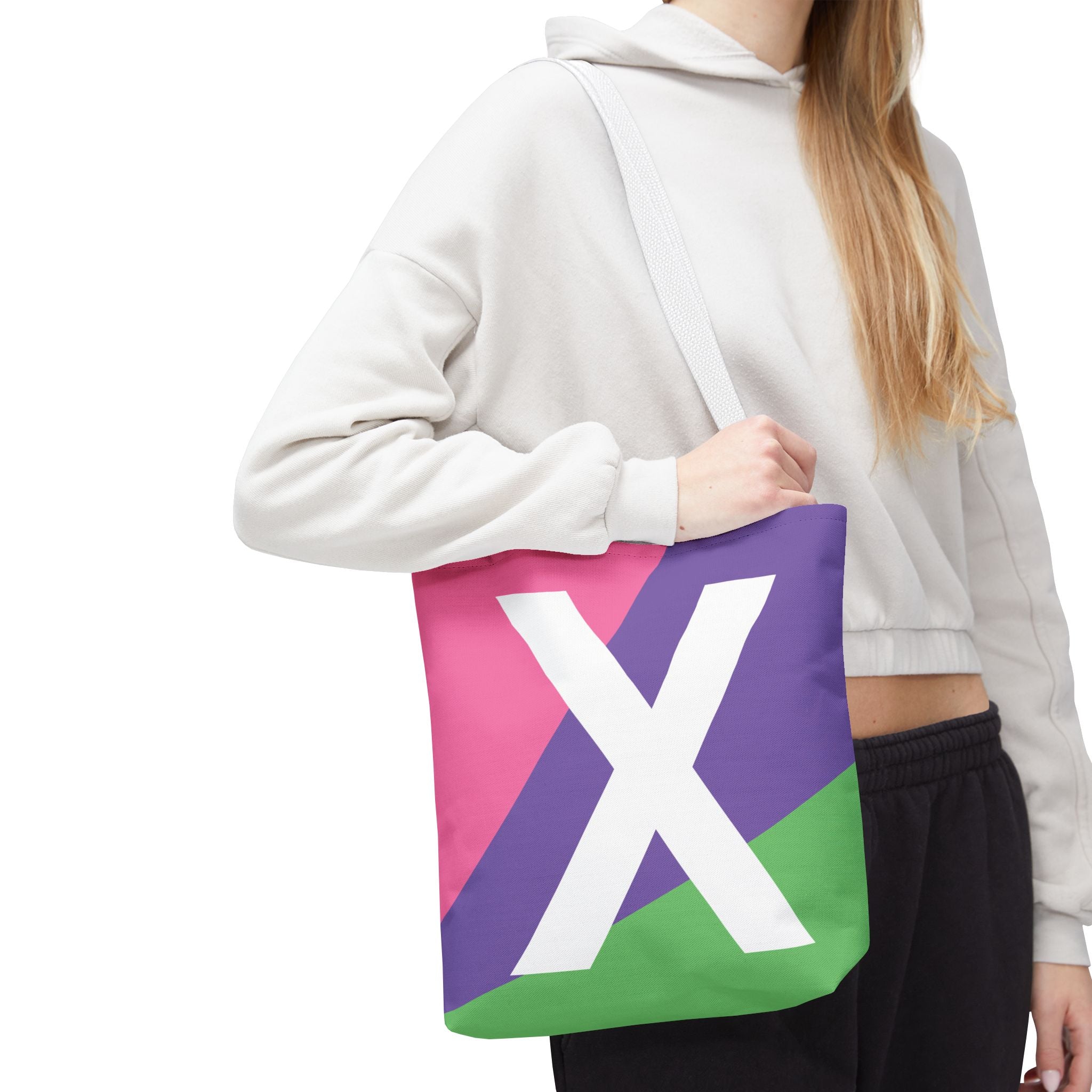 Monogram 'X' Colorblock Tote Bag — Personalized Initial X Shoulder Tote