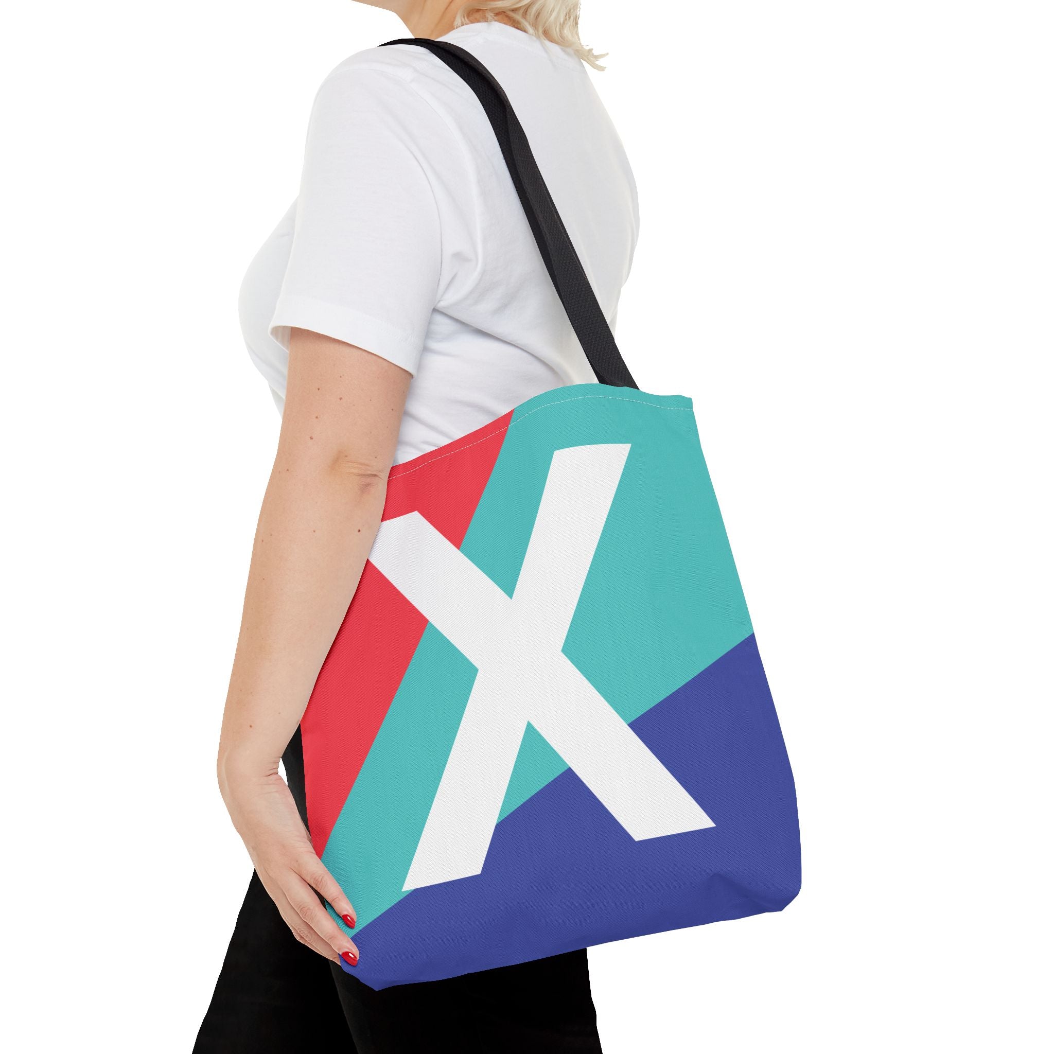 Monogram 'X' Colorblock Tote Bag — Personalized Initial X Shoulder Tote
