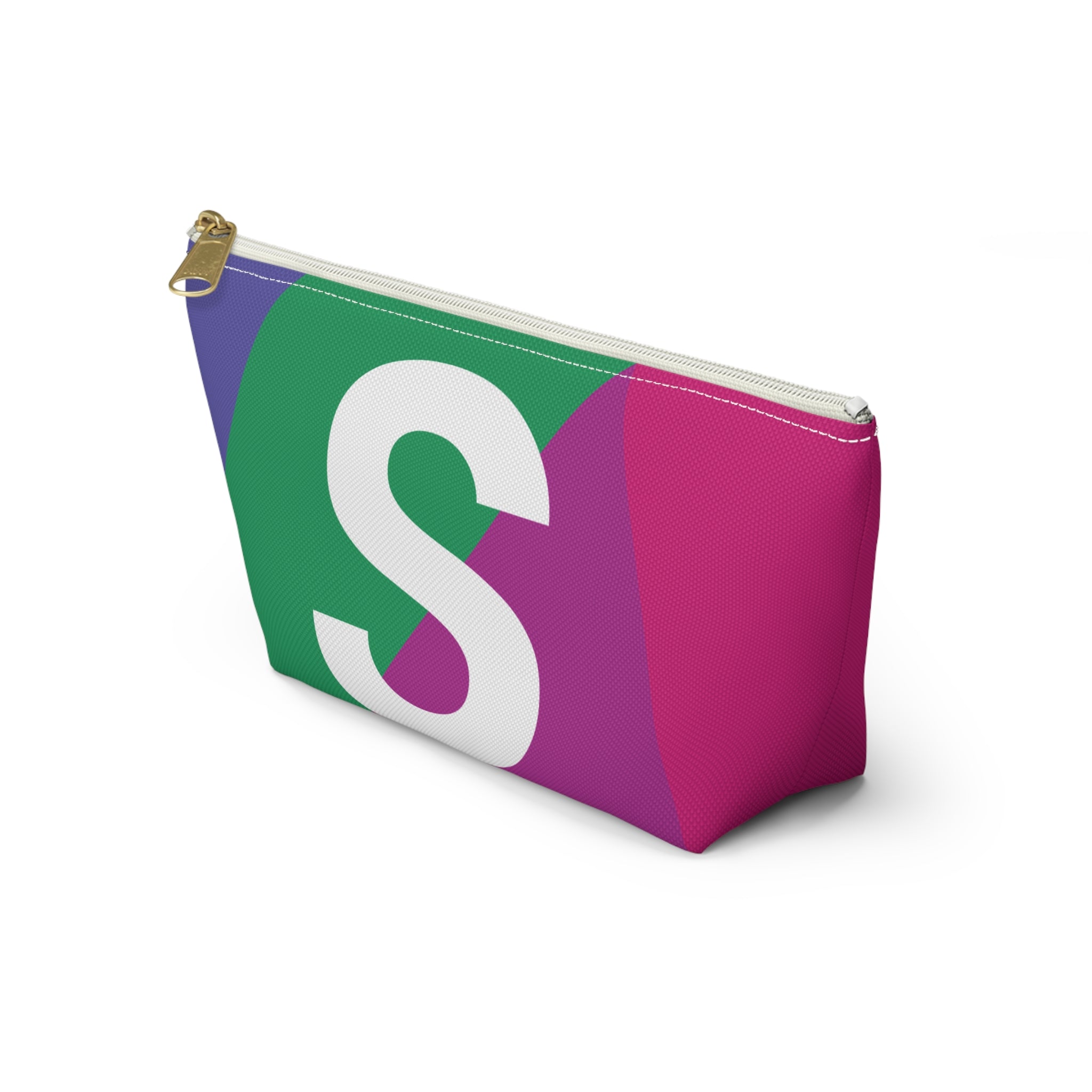 Initials Colorblock Accessory Pouch — Monogram S T-Bottom Cosmetic Bag