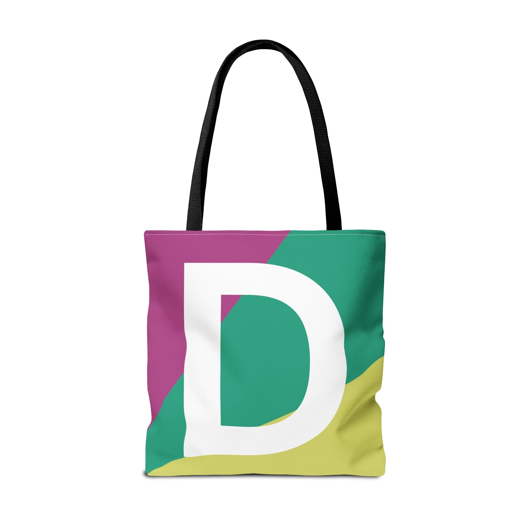 Monogram 'D' Colorblock Tote Bag — Personalized Initial D Shoulder Tote