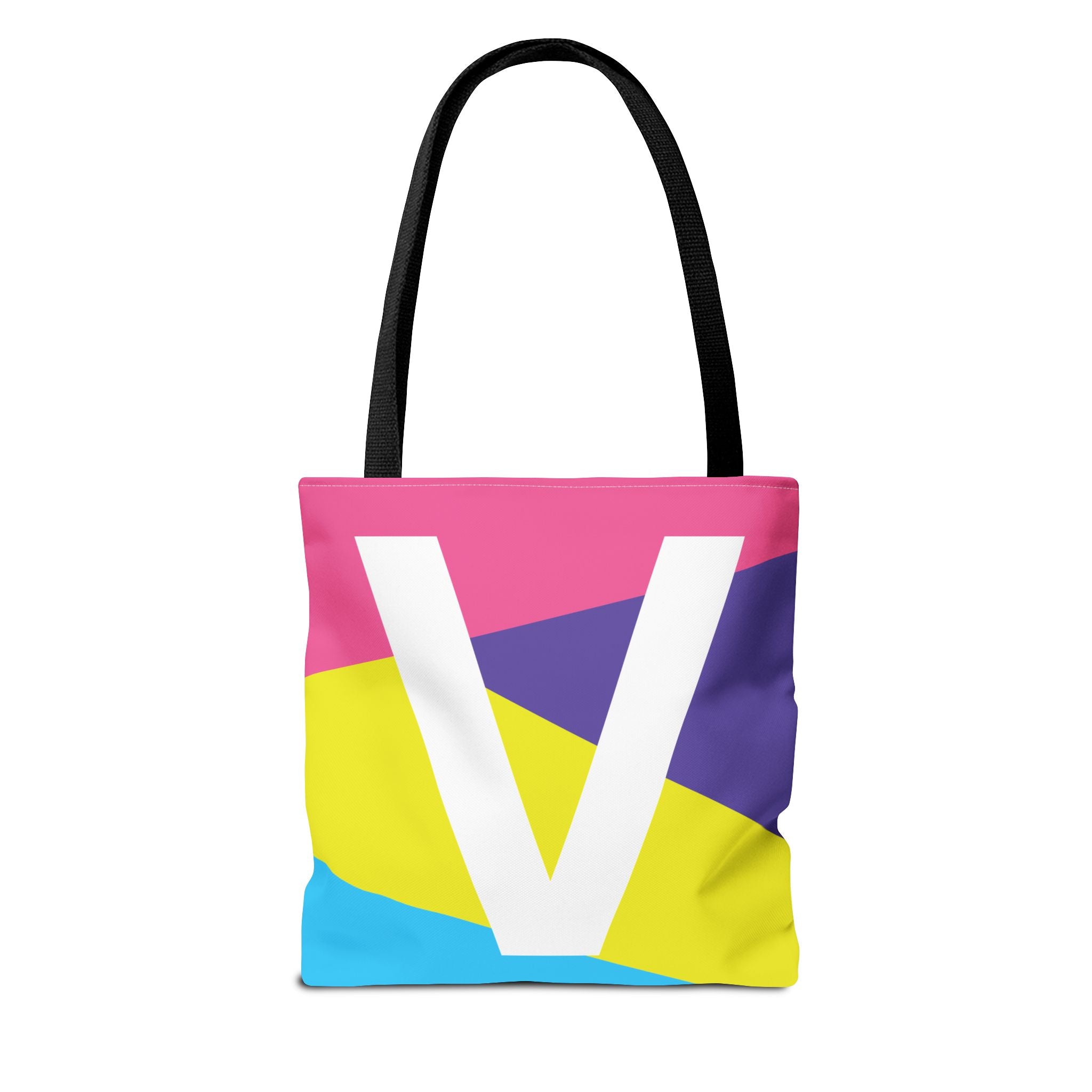 Monogram 'V' Colorblock Tote Bag — Personalized Initial V Shoulder Tote