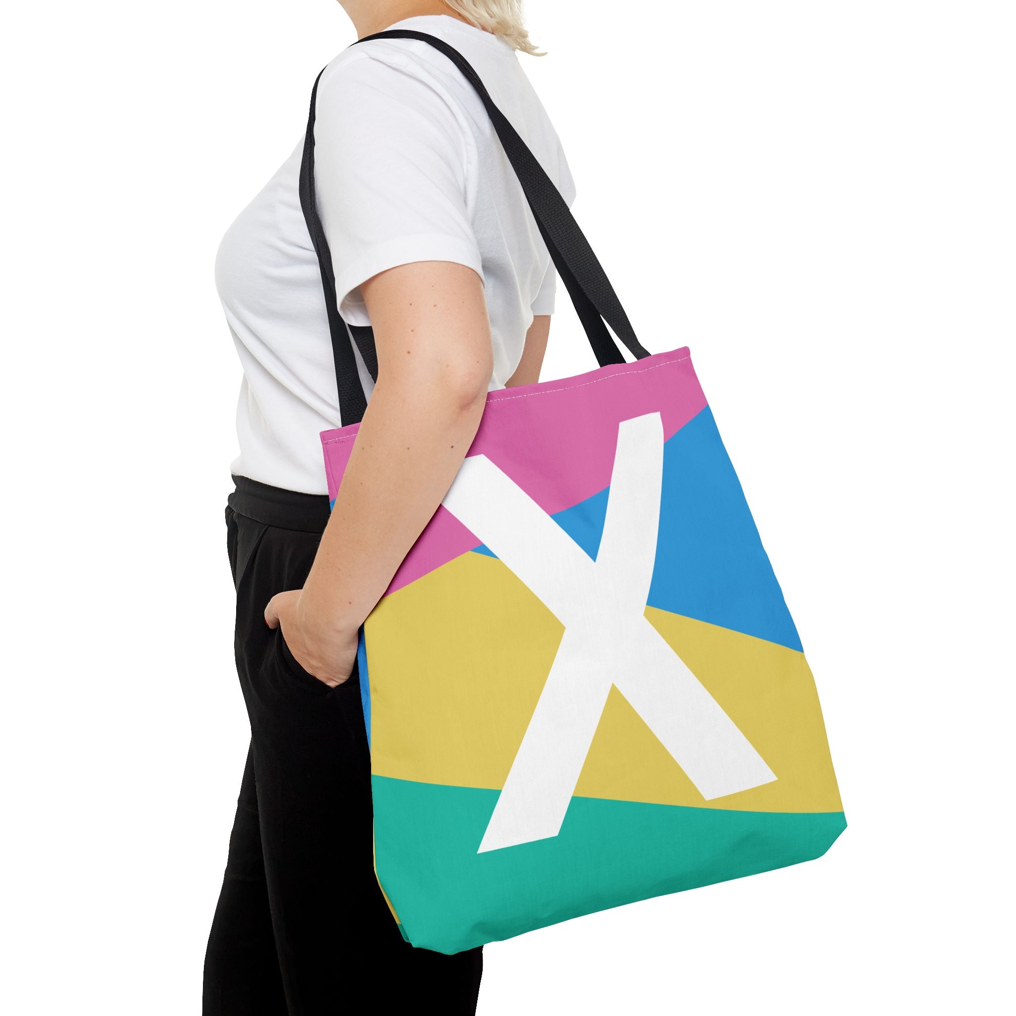 Monogram 'X' Colorblock Tote Bag — Personalized Initial X Shoulder Tote