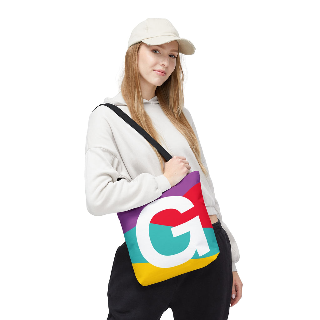 Monogram 'G' Colorblock Tote Bag — Personalized Initial G Shoulder Tote