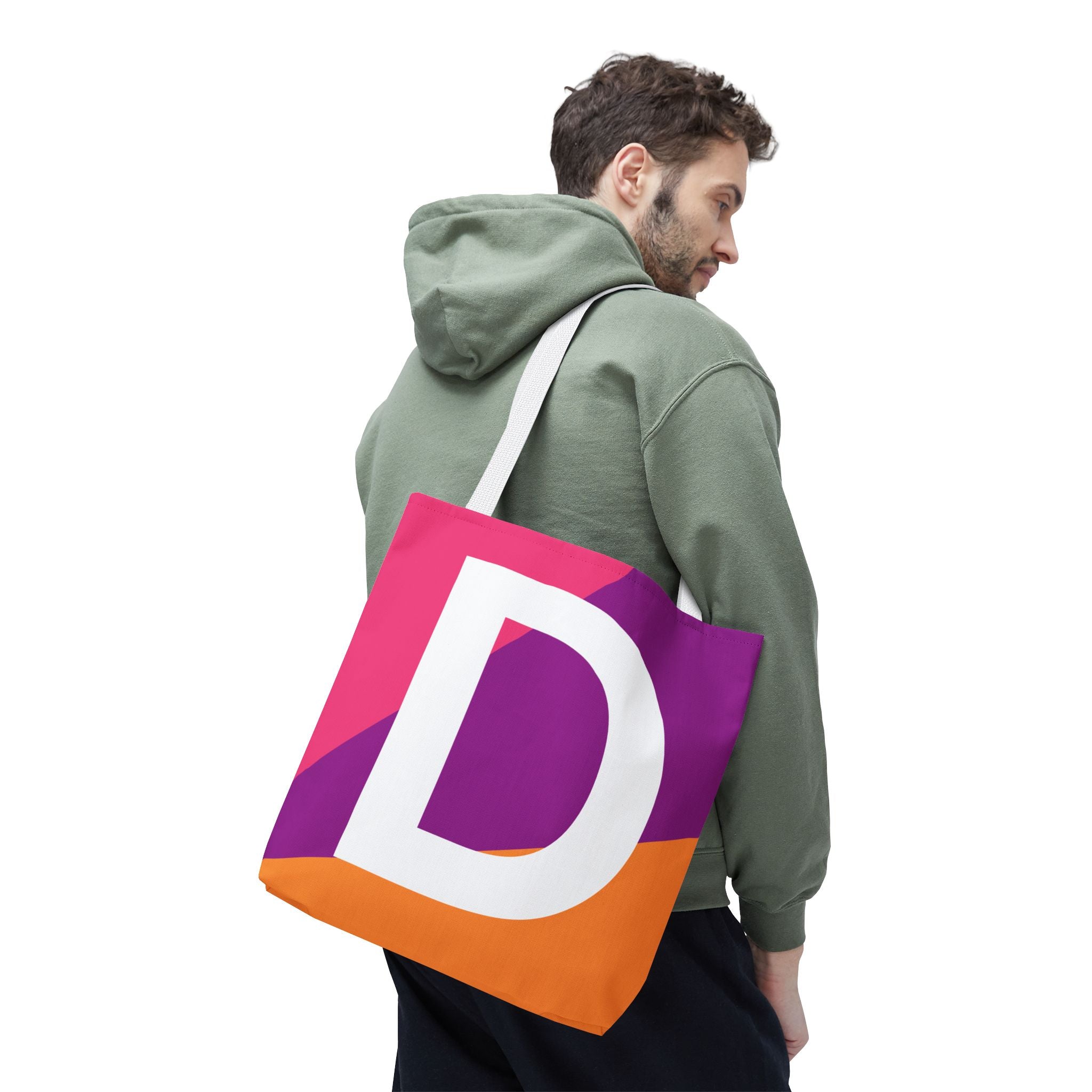 Monogram 'D' Colorblock Tote Bag — Personalized Initial D Shoulder Tote