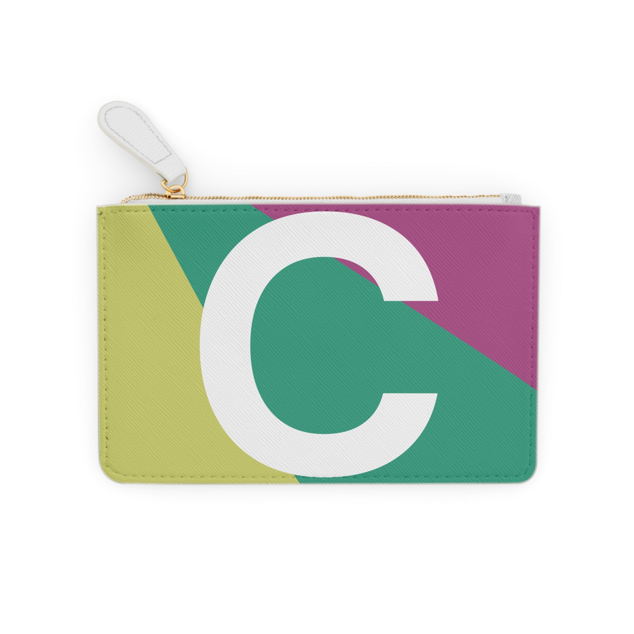 Initial C Mini Clutch — Colorblock Monogram Wristlet Wallet