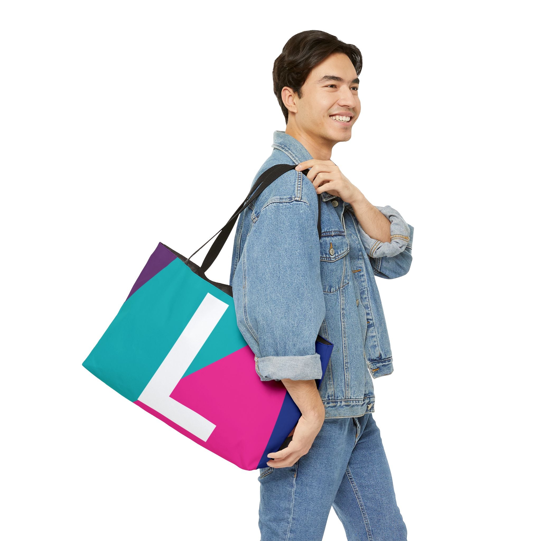 Personalized 'L' Colorblock Tote Bag — Monogram Weekender Tote