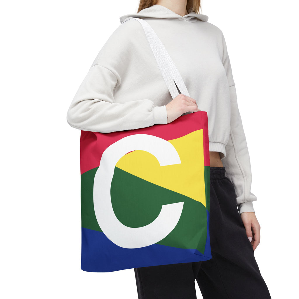 Monogram 'C' Colorblock Tote Bag — Personalized Initial C Shoulder Tote