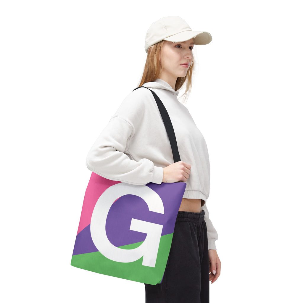Monogram 'G' Colorblock Tote Bag — Personalized Initial G Shoulder Tote